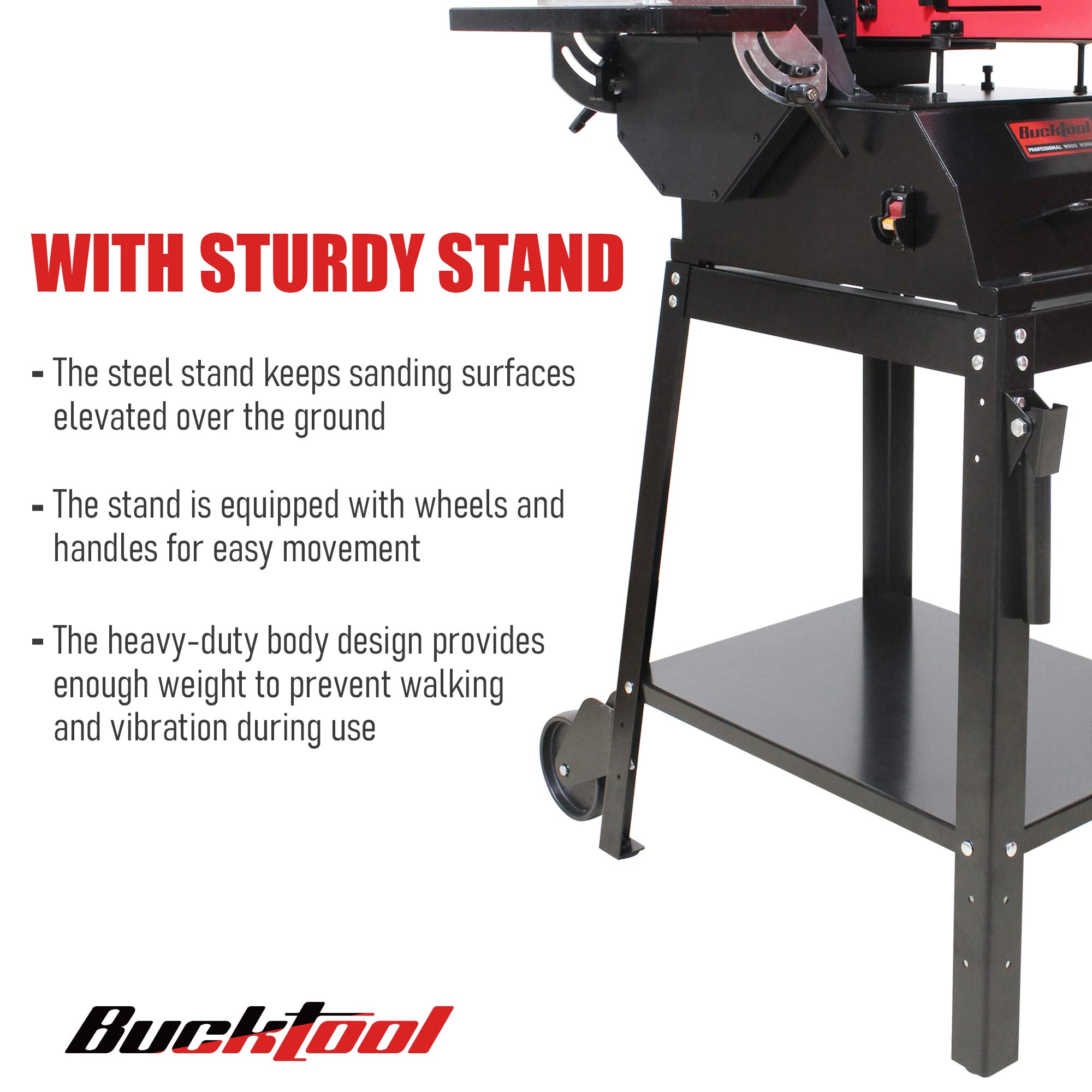 BUCKTOOL BD61000 1.5HP Heavy Duty Bench Belt & Disc Sander - 6