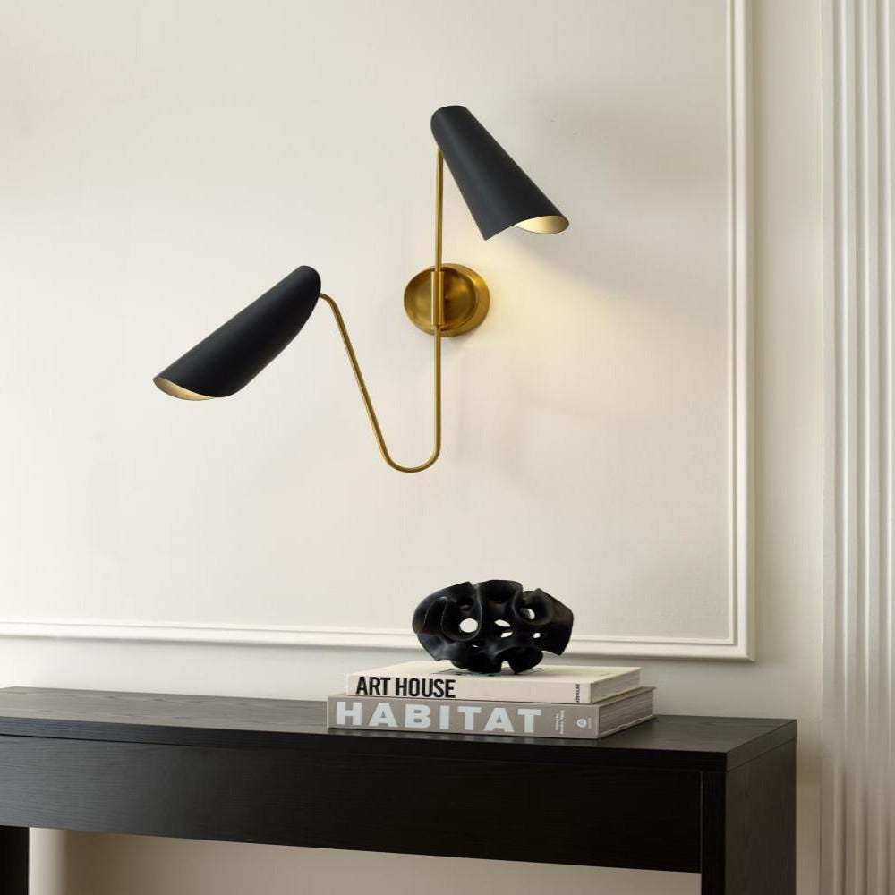 Donda Sconce Wall Light - Modern LED Wall Sconce for Bedroom, Living Room & Hallway - Energy Efficient Plug-in or Hardwired Wall Lamp (Black/White)