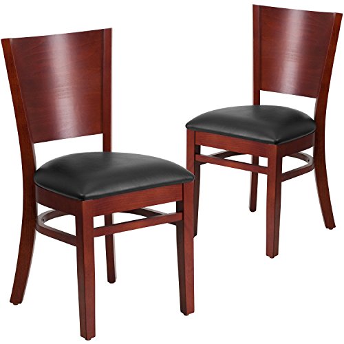 Black Vinyl Seat/Mahogany Wood Frame