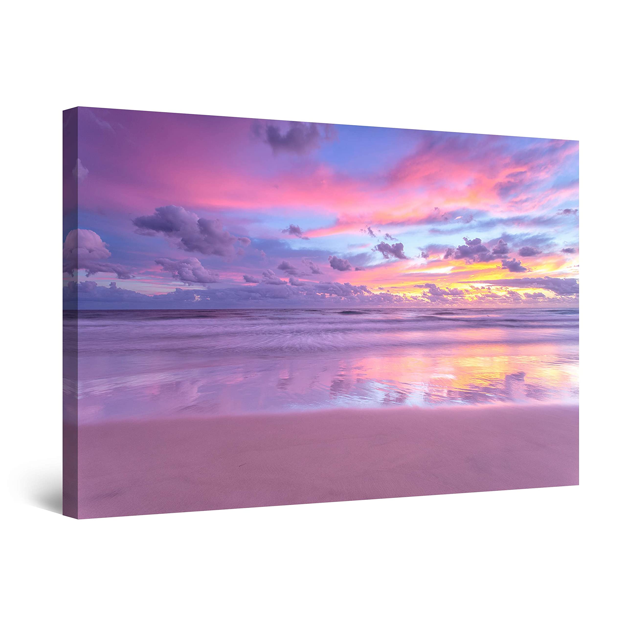 Starry Night Canvas Wall Art - Purple Sunset Sky Painting for Living Room Decor, 32x48 Inch, Perfect for Home, Bedroom & Office Wall Decor
