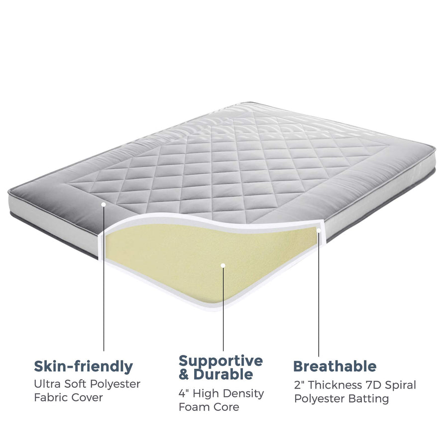 MAXYOYO Japanese Floor Mattress - Extra Thick Padded Tatami Mat for Sleeping & Lounging, Grey Style | Perfect for Guest Beds, Meditation, Yoga & Small Space Living