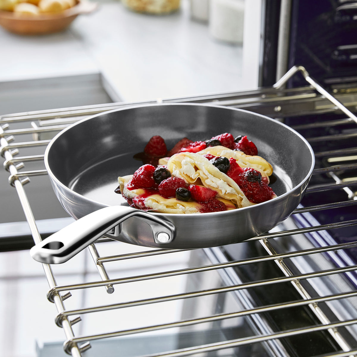 GP5 Stainless Steel 12-Inch Frying Pan with Lid - Nonstick Cookware Set for Kitchen, Mirror Polished Handles - Perfect for Sautéing, Frying & Cooking Eggs, Pasta & More