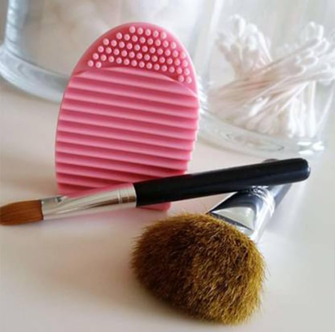 KIRA Egg-Shaped Silicone Makeup Brush Cleaner - Pink Cosmetic Brush Scrubber & Washing Tool for Professional & Home Use (Pack of 1) | Perfect for Daily Makeup Brush Cleaning & Travel Beauty Essentials