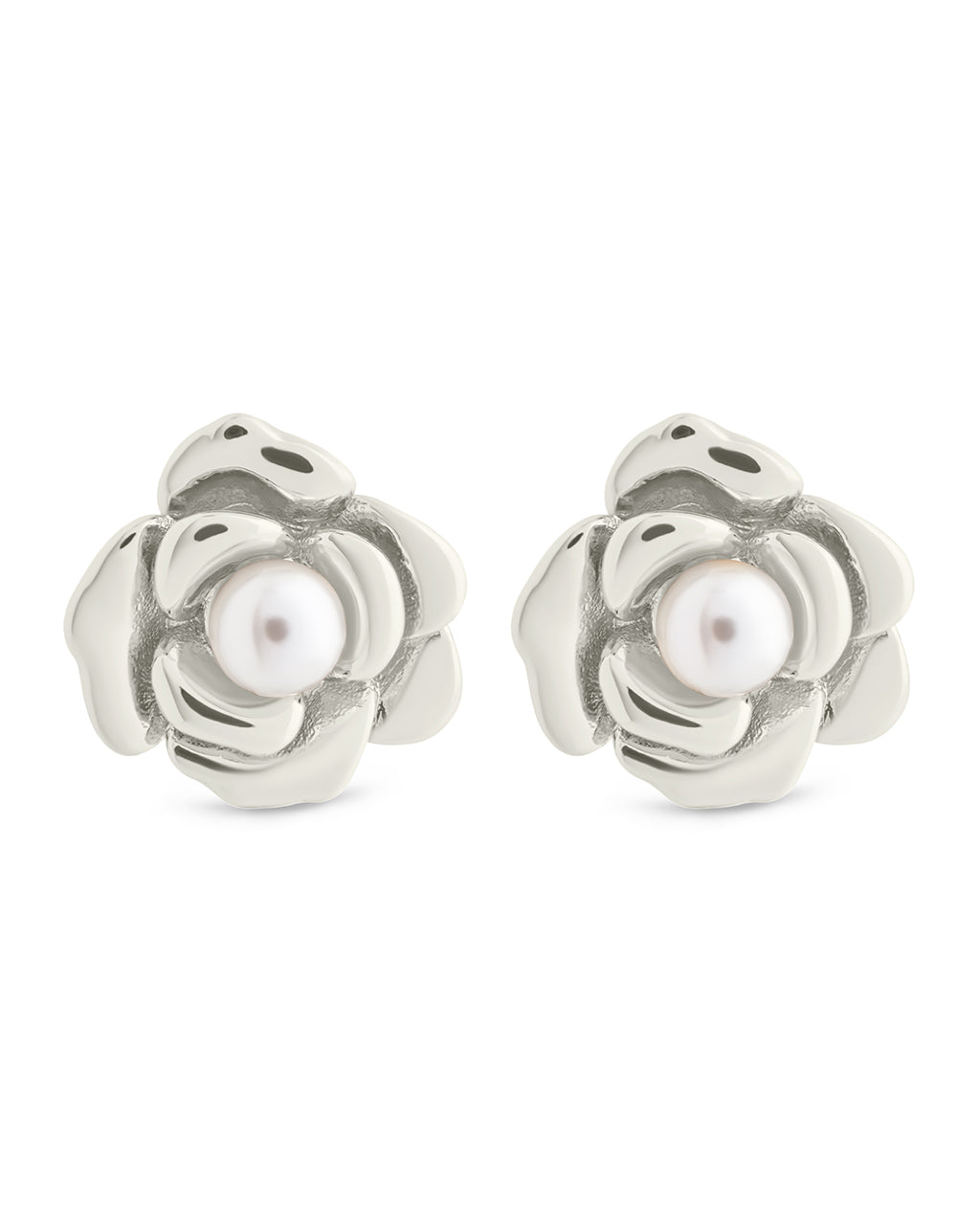Rosa Pearl Flower Stud Earrings for Women - Elegant Floral Pearl Earrings for Daily Wear, Wedding, Party & Gift Giving