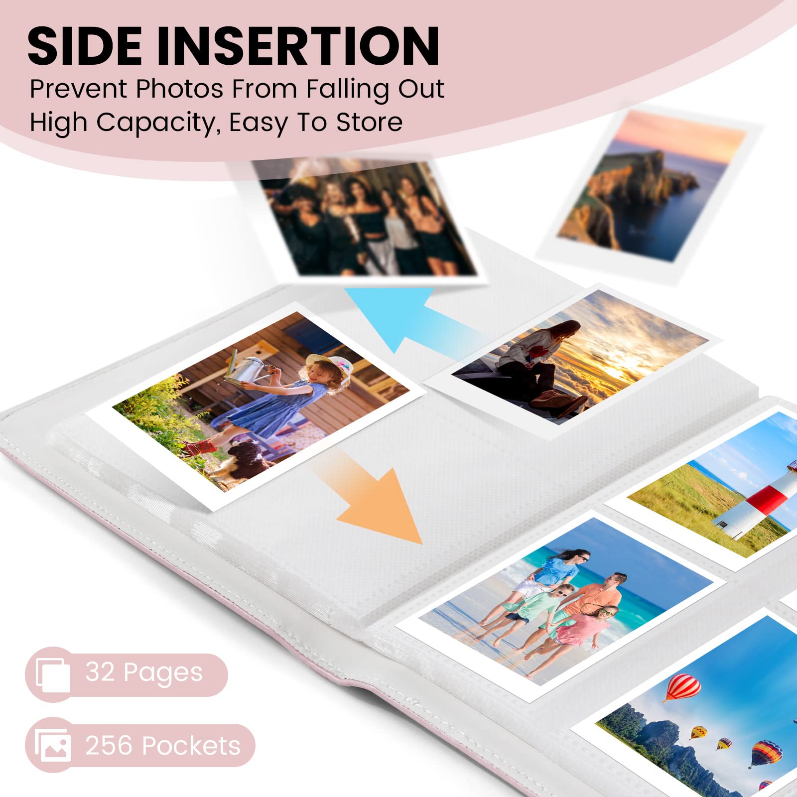 DUNSOO 256-Pocket Photo Album for Instax Mini & Polaroid Photos - Holds Fujifilm, Polaroid & Kodak Zinc Prints (95x63mm) - Perfect for Wedding, Travel & Family Memory Scrapbooking (Brown)
