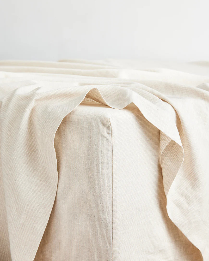 Olive & Oatmeal & White Stripe Bedding Set - 4 Piece Luxury Cotton Comforter Set with Pillowcases - Perfect for Master Bedroom, Guest Room & Dorm Decor
