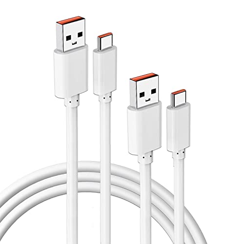 Fast Charging USB-C to USB A Cable 5A 60W [2-Pack, 3.3ft] - QC 2.0 Compatible with Samsung Galaxy S20/S10/S9/S8, Note 10/9/8, LG & USB-C Devices | Perfect for Home, Office & Travel Charging - White