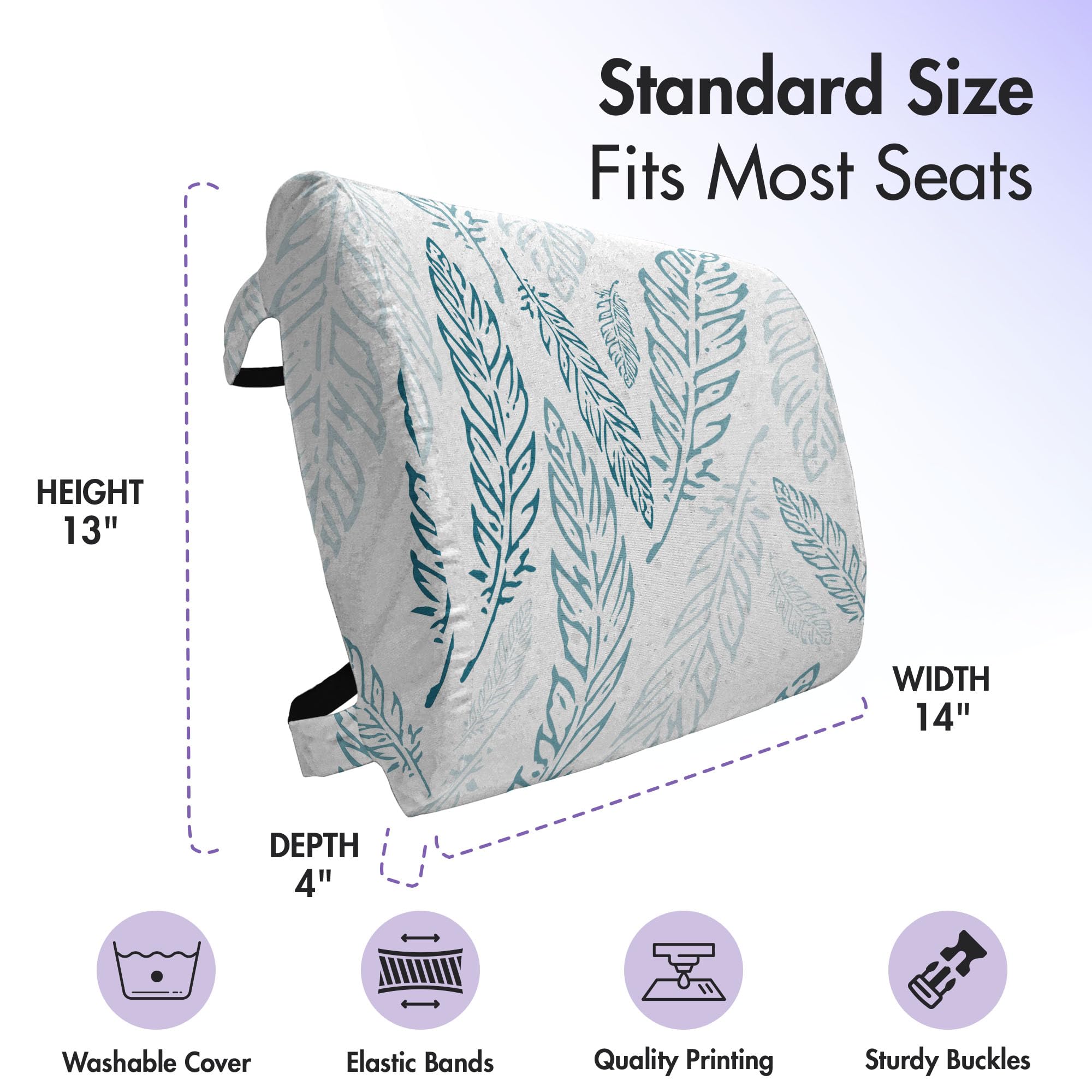 Ambesonne Bohemian Feather Print Lumbar Support Pillow - 14