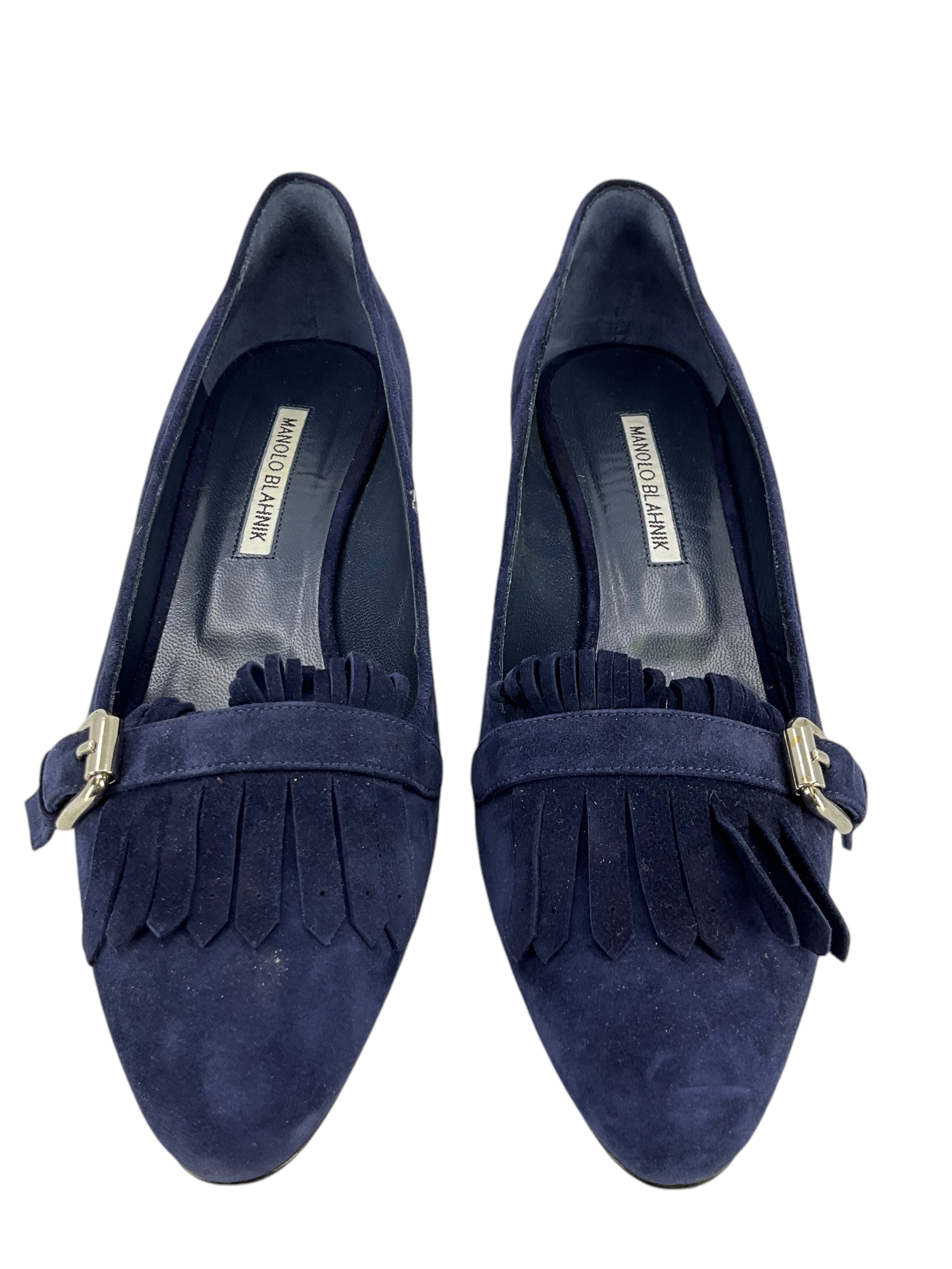 Manolo Blahnik Suede Buckle Tassel Pumps Women's Size 9.5 - Elegant High Heels for Office, Party & Special Occasions