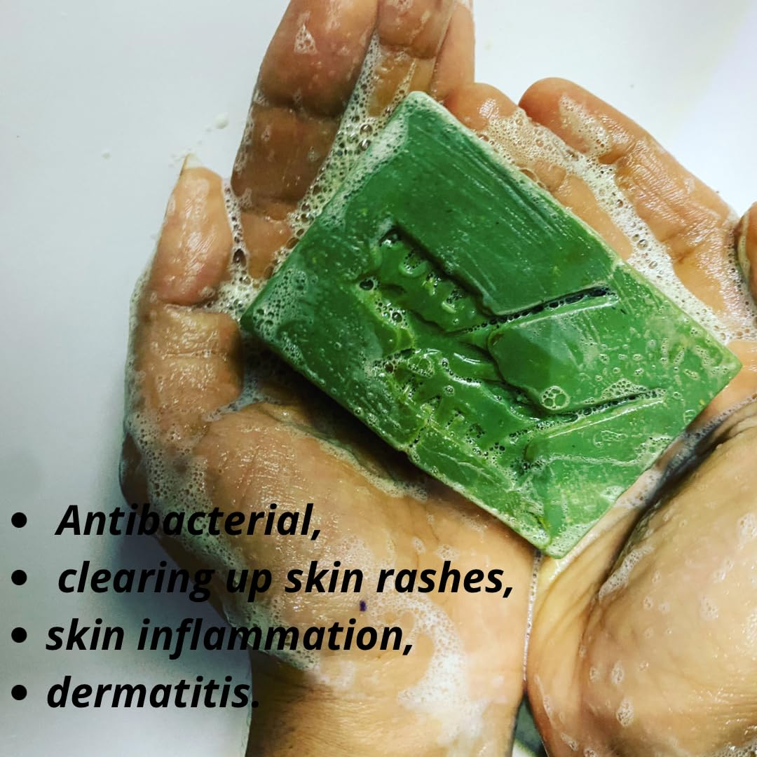Pure Neem Soap Bar for Dry & Sensitive Skin - 88g (Pack of 5) | 100% Natural, Handmade Cold Process Soap | Biodegradable, Eco-Friendly, Rainforest Safe | Ideal for Daily Skincare, Bath & Shower
