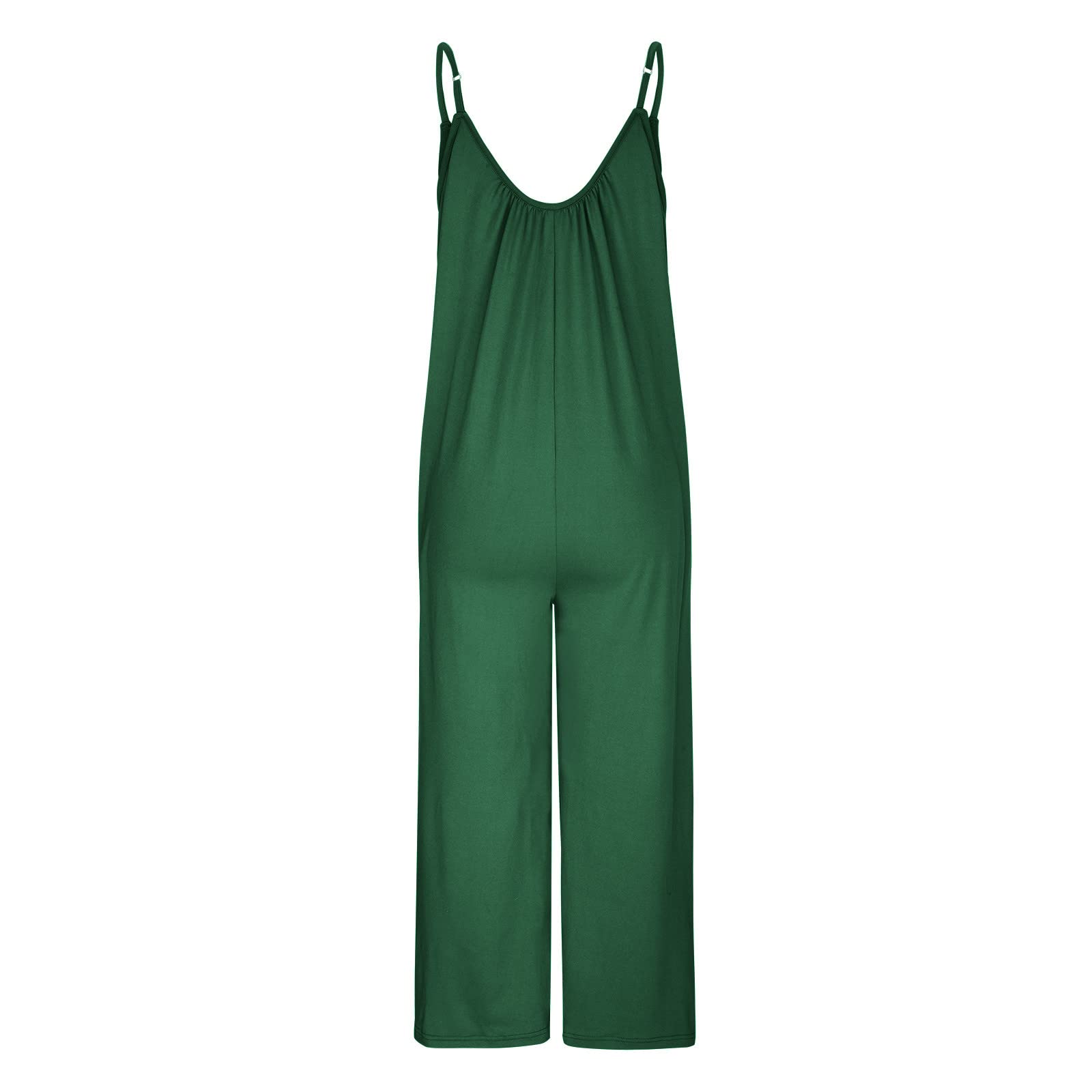 Women's Loose Fit Sleeveless Dungarees with Pockets - Spaghetti Strap Wide Leg Jumpsuit Romper for Summer | Boho Beach Outfit | Size 8-18 UK | Comfortable Casual Wear for Outings, Travel & Relaxation
