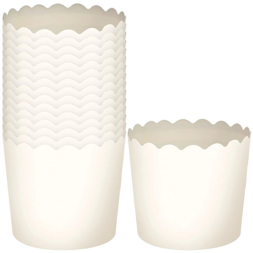 Blue Sky Simcha Collection Scalloped White Paper Baking Cups - Pack of 16 | Perfect for Cupcakes, Muffins & Party Desserts | Eco-Friendly & Disposable Baking Liners