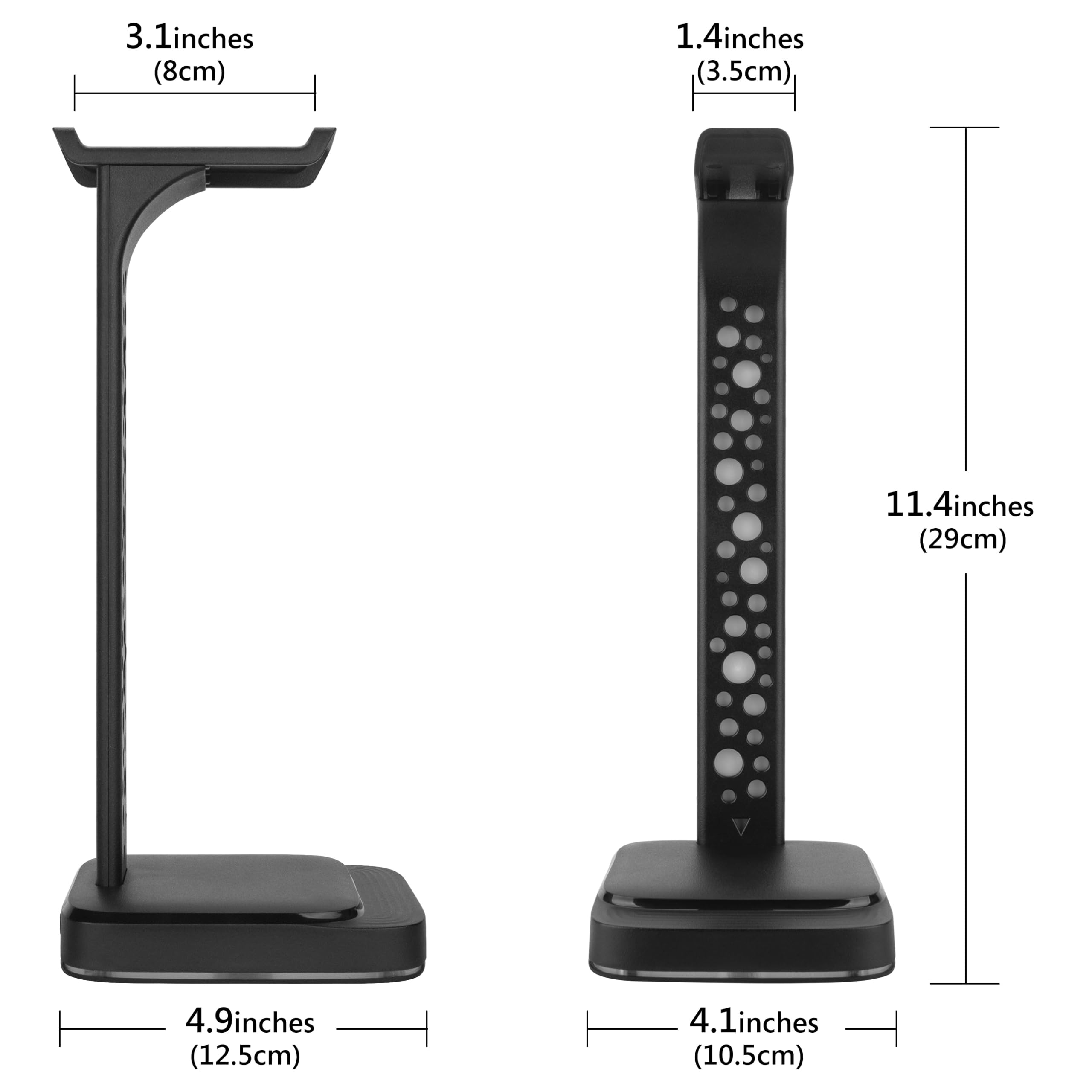 Geekria RGB ABS Headphone Stand for Over-Ear Headphones & Gaming Headsets - Heavy Base Desk Display Holder Compatible with AKG K612, HyperX Cloud II (Black) - Perfect for Gaming Setup & Office Organization