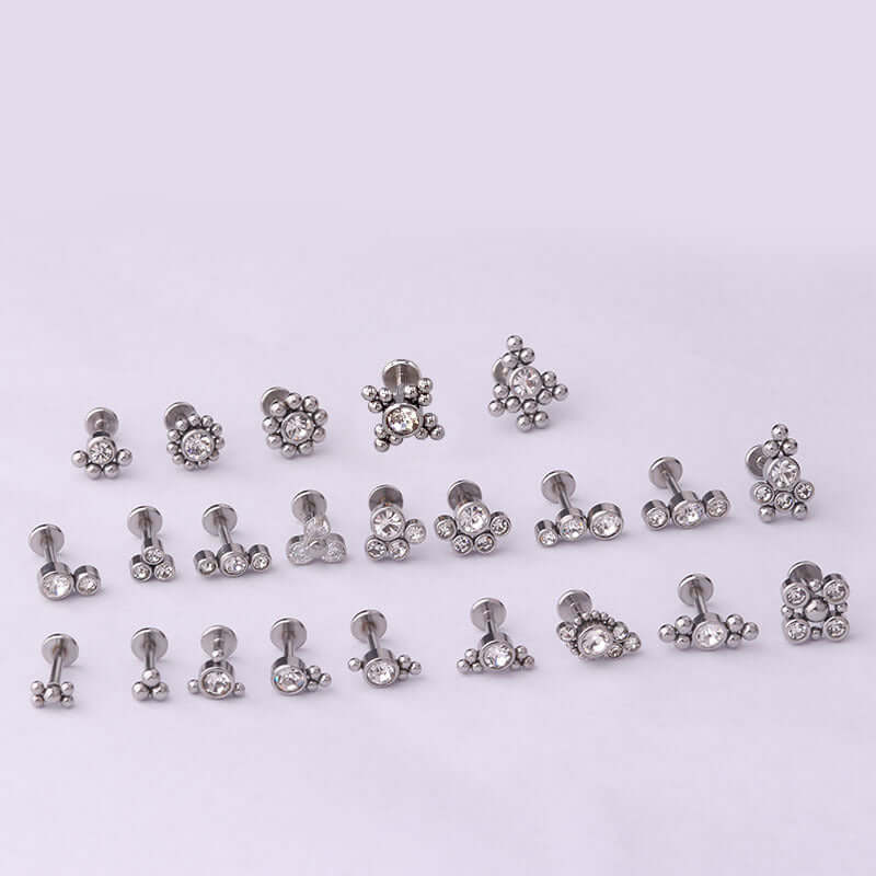 16G Cartilage Flat Back Labret Stud Earrings - Surgical Steel Push Pin for Helix, Tragus, Conch Piercings | Perfect for Everyday Wear & Professional Settings