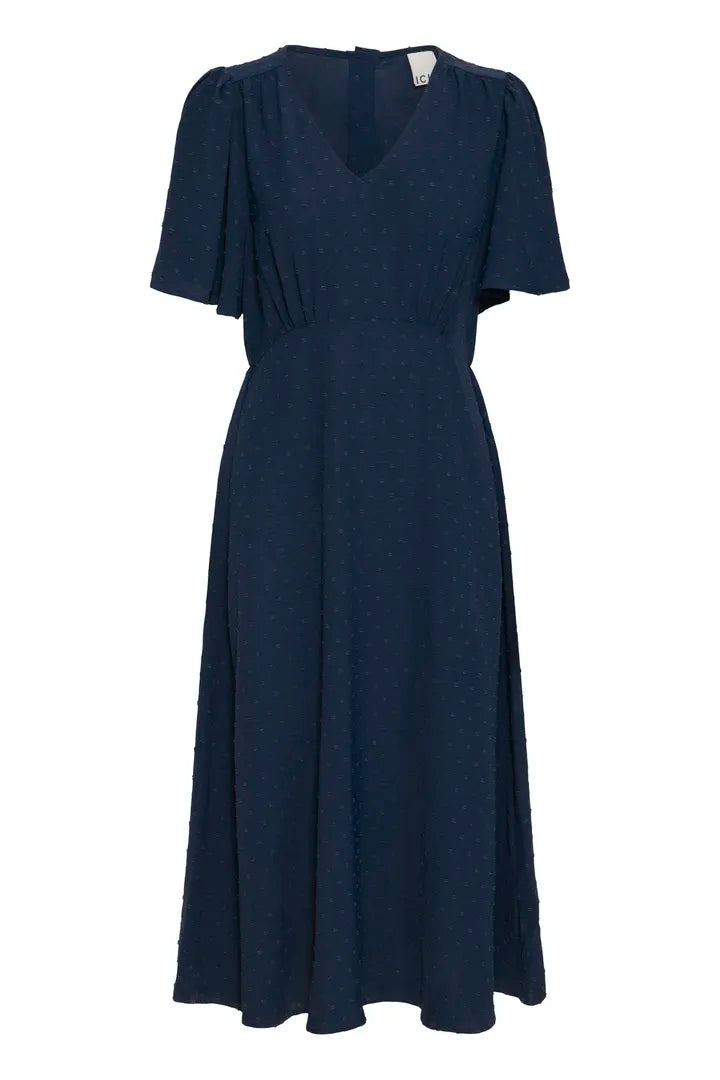 Gabby Midi Dress for Women - Elegant Flowy A-Line Summer Dress with V-Neck & Short Sleeves (Total Eclipse Black) | Perfect for Casual Outings, Beach Vacations & Date Nights