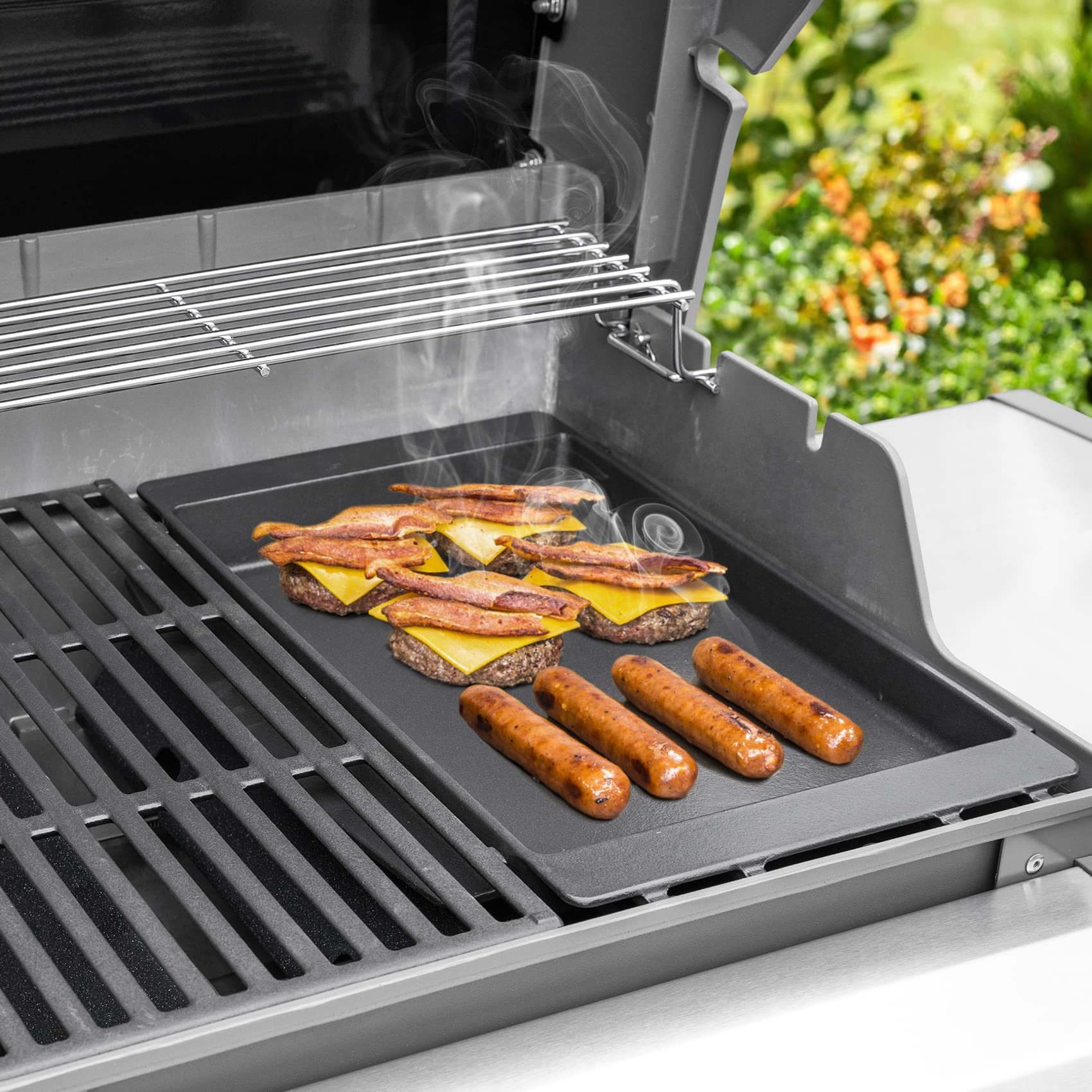 Onlyfire 7658 Cast Iron Grill Griddle Replacement for Weber Spirit & Spirit II 200-300 Series Gas Grills - Heavy Duty Griddle Plate for Searing, Pancakes & Outdoor Cooking (1 Pack)