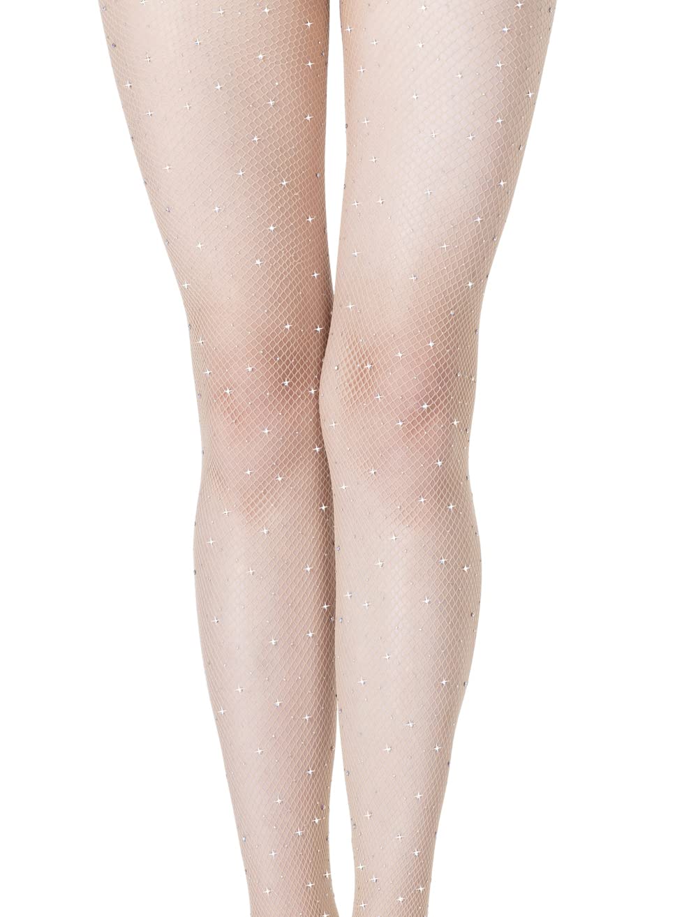 Sexy Rhinestone Fishnet Stockings for Women - Sparkling Suspender Tights One Size, Perfect for Halloween, Cosplay, and Night Out Parties