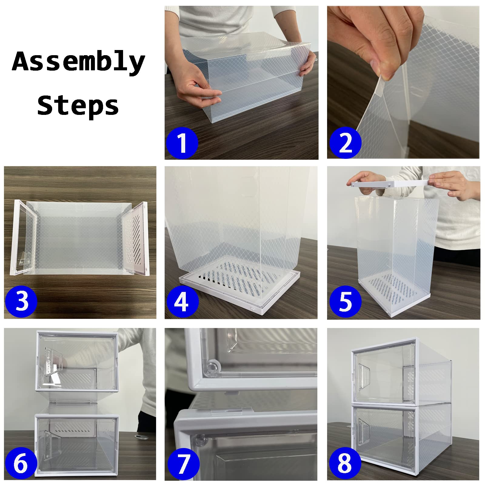 XX-Large Foldable Shoe Storage Boxes (8-Pack) - Clear Plastic Stackable Shoe Organizer for Closet | Sneaker Display Case for Sneakerheads | Boot & Shoe Rack Bin | Fits US Size 14 Men/Women | Perfect for Bedroom, Walk-in Closet & Shoe Collection Organization