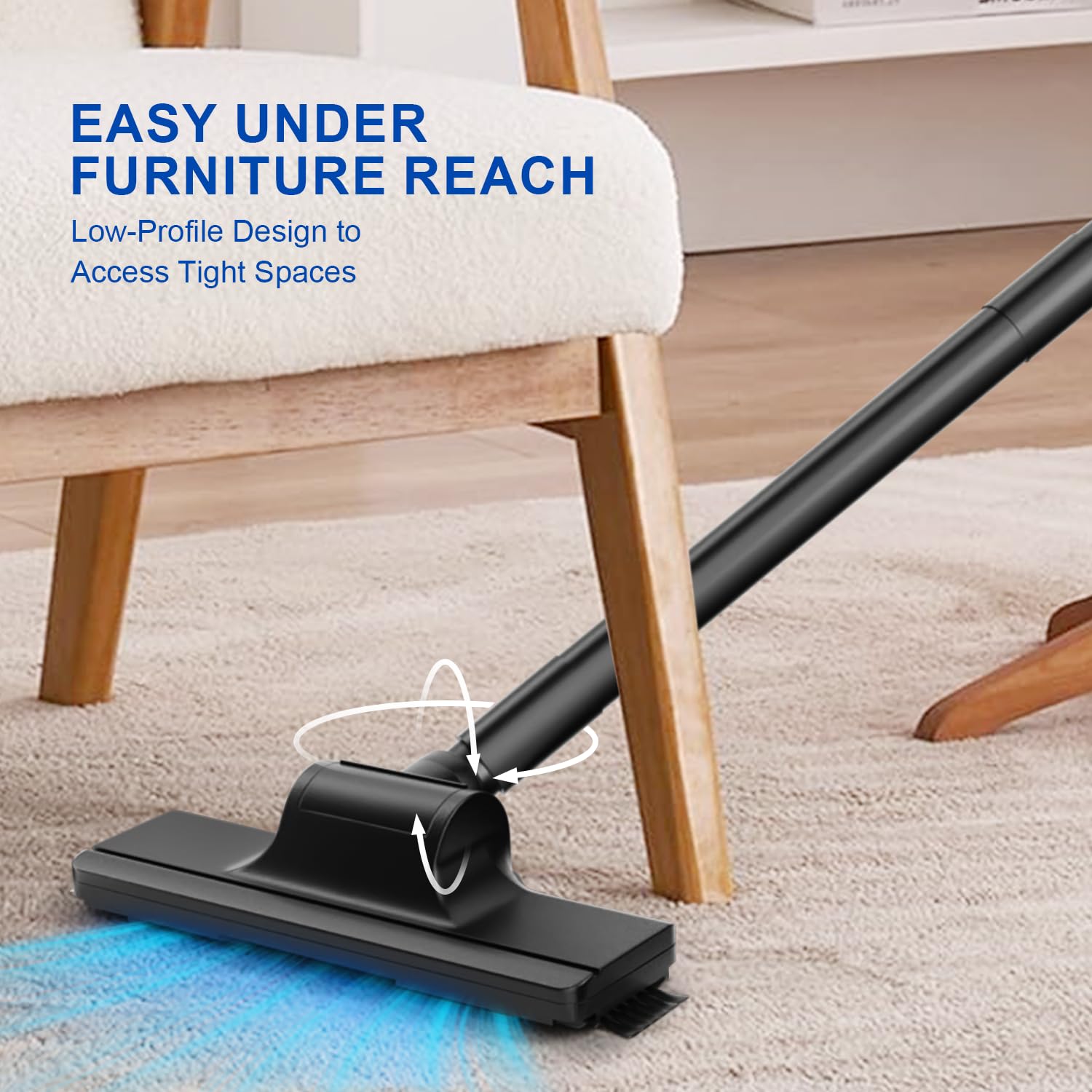 20KPa Powerful Suction Ultra-Light Stick Vacuum Cleaner - Cordless for Hard Floors & Pet Hair | Ideal for Home Cleaning, Car Interiors & Pet Owners