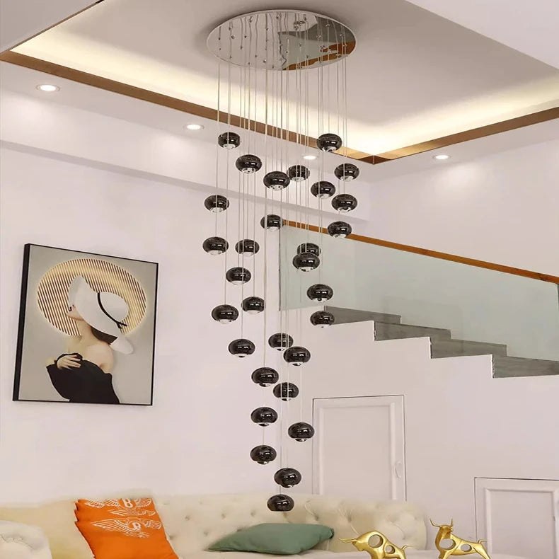 Modern Hera Bubble Staircase Chandelier - Elegant Crystal Glass Pendant Light for Foyer, Stairwell, and Luxury Home Decor