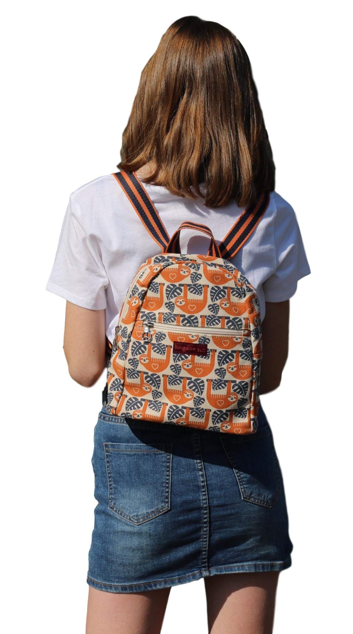 Bungalow 360 Adult Mini Backpack - Small Sloth Print Lightweight Travel Daypack for Hiking, Concerts & Festivals