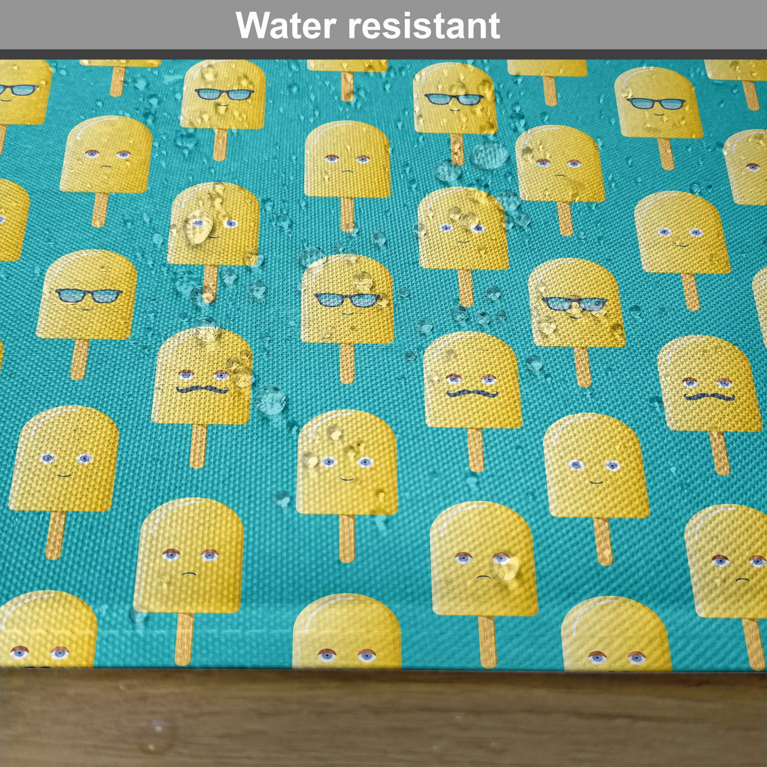 Ambesonne 4-Pack Yellow and Blue Placemats - Fun Lemon Ice Cream with Face Glasses & Mustache Design - Washable Fabric Table Mats for Dining Room, Kitchen Decor - Great for Parties, Daily Use & Home Decor (Teal & Yellow)