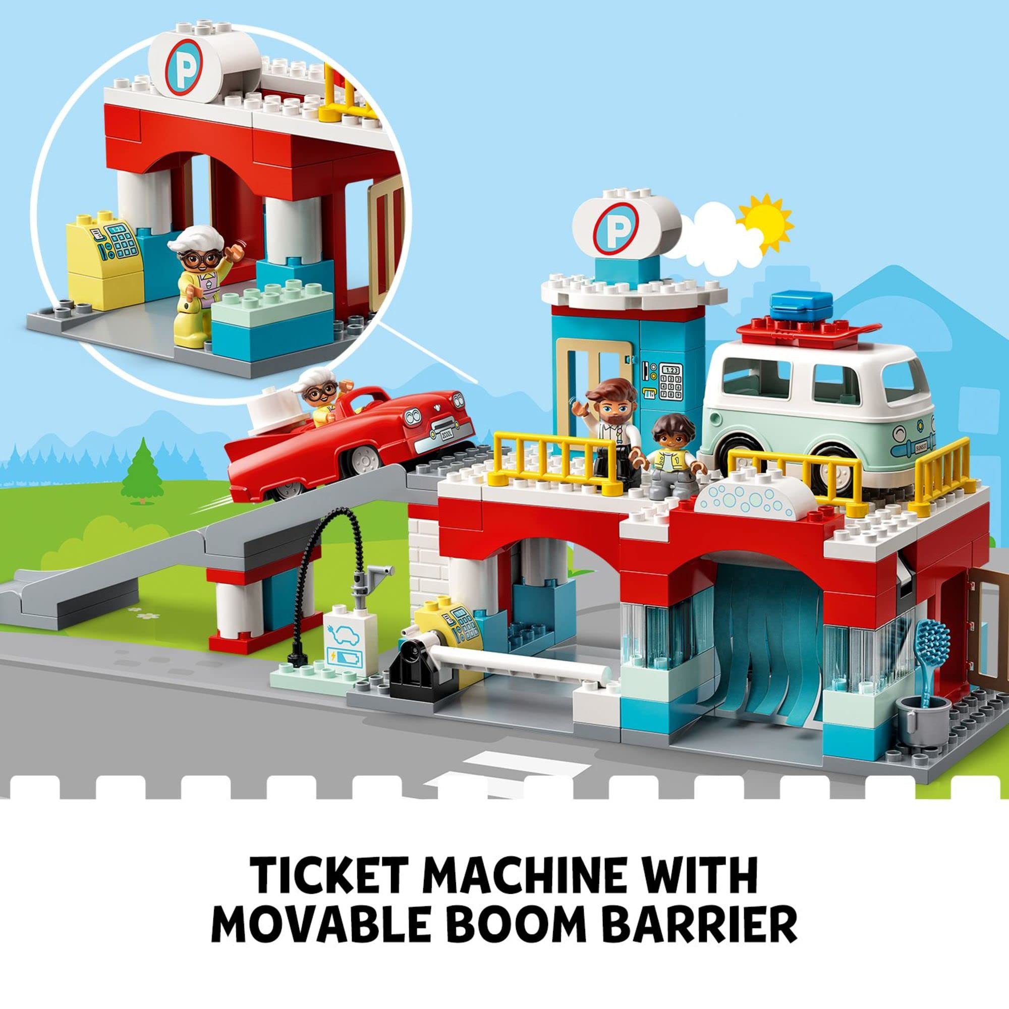 LEGO DUPLO Parking Garage and Car Wash Toy Set 10948 - Toddler Learning Building Blocks with Garage, Gas Station & Toy Cars - Educational Gift for 2+ Year Old Boys & Girls - Perfect for Pretend Play & Early STEM Development