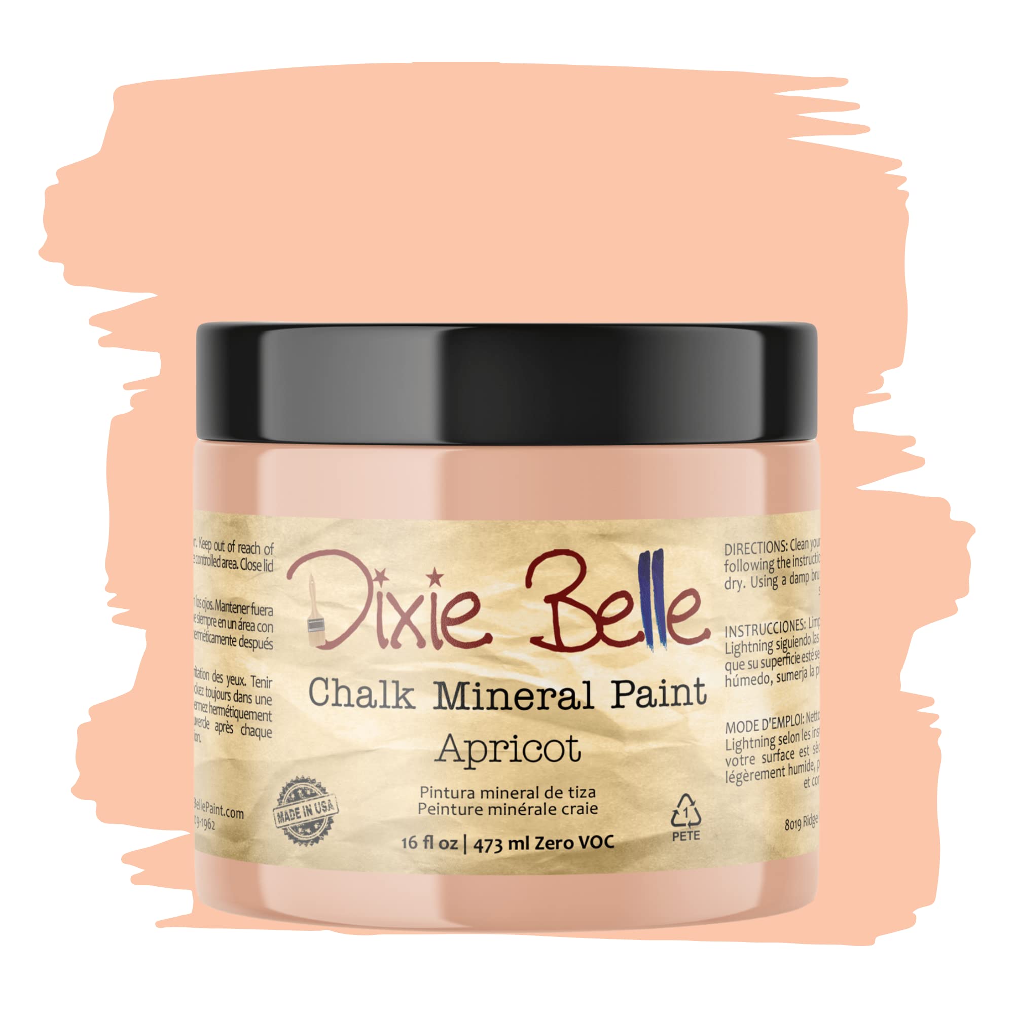Dixie Belle Chalk Mineral Paint - Matte Pastel Orange (16oz) | DIY Furniture Paint for Cabinets, Tables & Home Decor | Made in USA | Non-Toxic & Eco-Friendly | Perfect for Upcycling & Vintage Projects