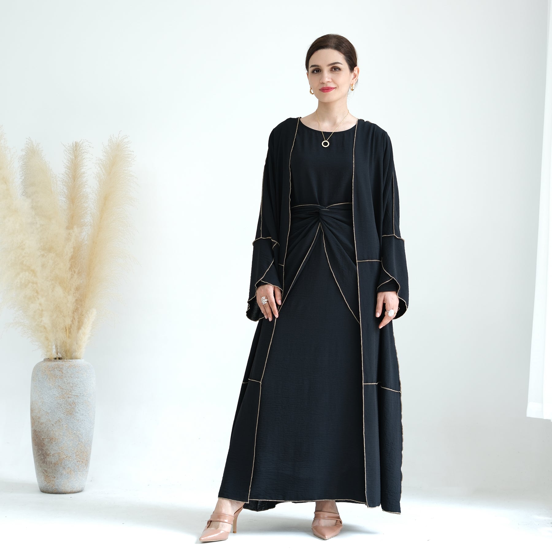 Nadia 4 Piece Abaya Set - Black | Modest Islamic Prayer Dress for Women | Perfect for Eid, Mosque & Special Occasions