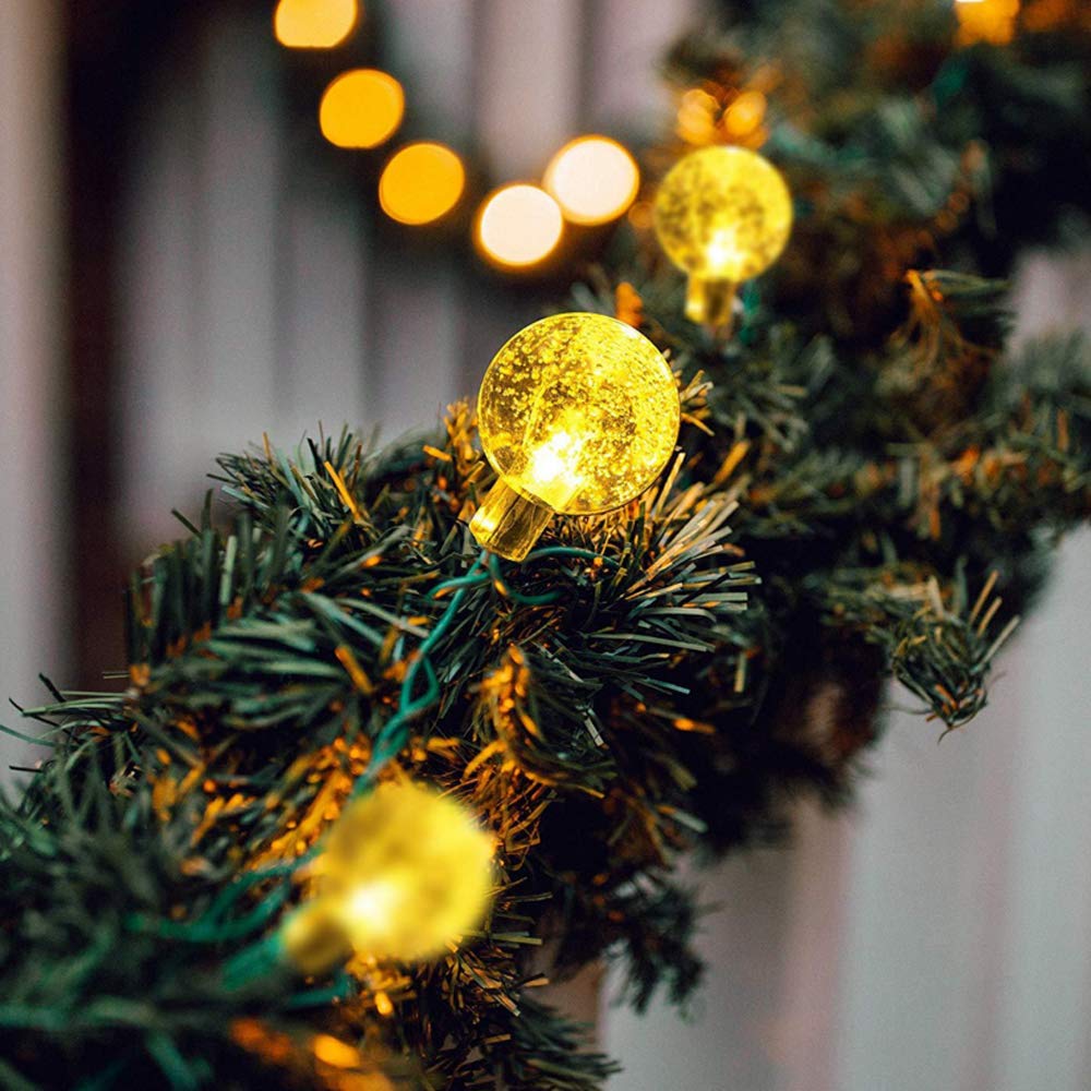 XUNATA 20 LED 16.4FT Waterproof Solar String Lights Outdoor - 8 Modes Warm White for Christmas Decorations, Garden, Yard, Porch, Tree & Party | Perfect for Holiday Lighting, Backyard Ambiance & Evening Gatherings