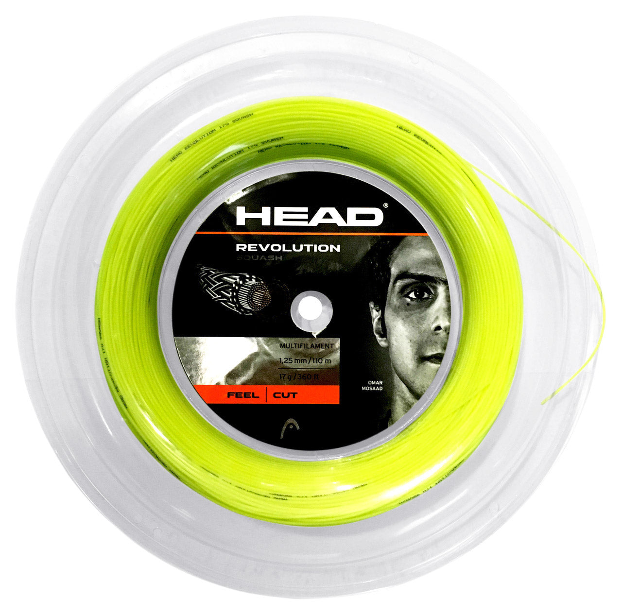 Head Revolution 17 Squash String Mini Reel (Yellow) | High-Performance Squash Racket Strings | Perfect for Competitive Play & Training Sessions