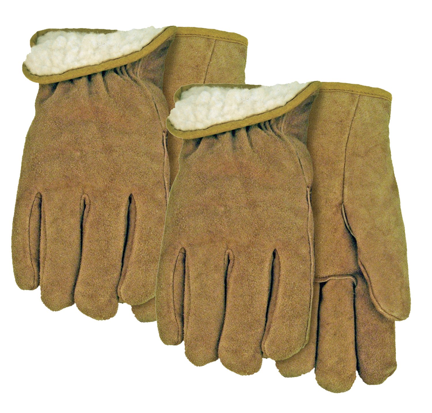 MidWest Gloves and Gear 430PLP02-M-AZ-6 Acrylic Pile Suede Cowhide Work Gloves - Medium Size, 2-Pack - Durable & Comfortable for Construction, Landscaping & Outdoor Work
