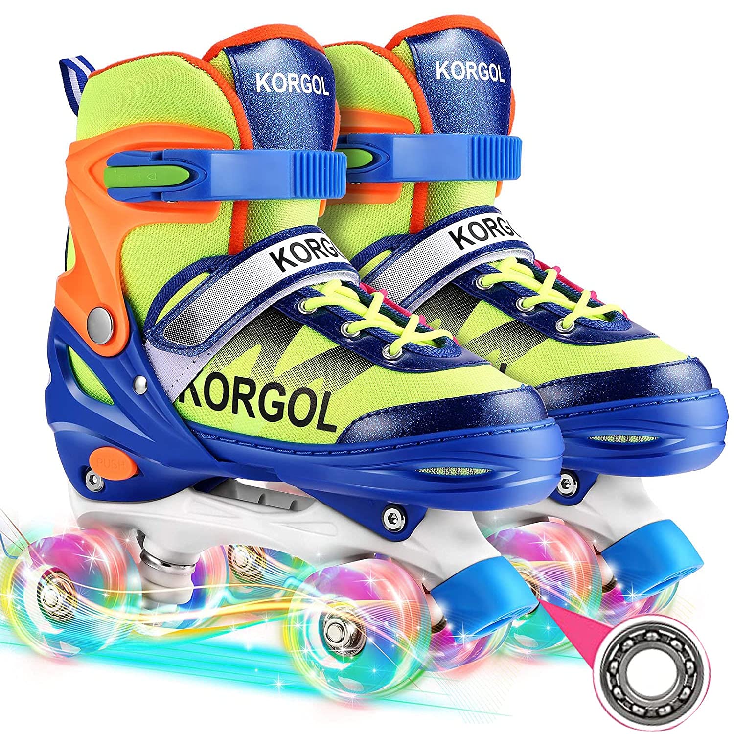 Adjustable Quad Roller Skates for Kids Age 6-12 - Light Up Wheels, 4 Sizes for Boys & Girls - Perfect for Outdoor Skating & Birthday Gifts | Farexon Children's Roller Skates