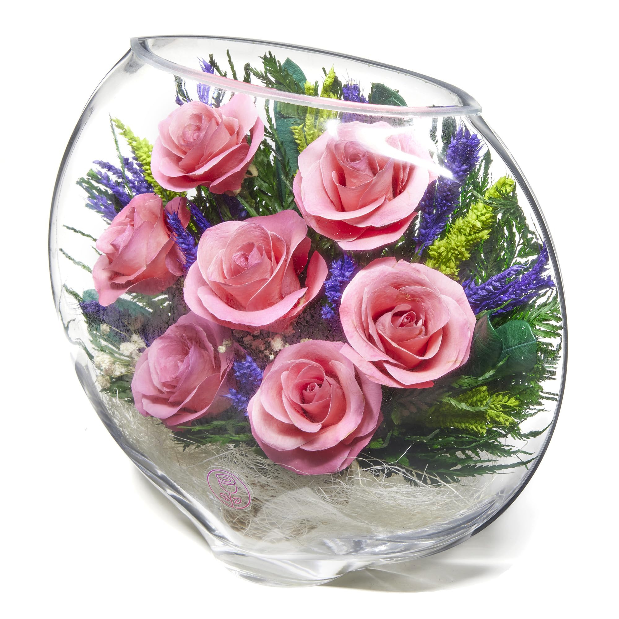 Long-Lasting Preserved Roses in Glass Vase - Fresh Cut Flowers That Stay Beautiful for 5+ Years | Waterless, Allergy-Free Bouquet | Perfect Romantic Gift for Anniversary, Valentine's Day & Home Decor (Serenade Pink)