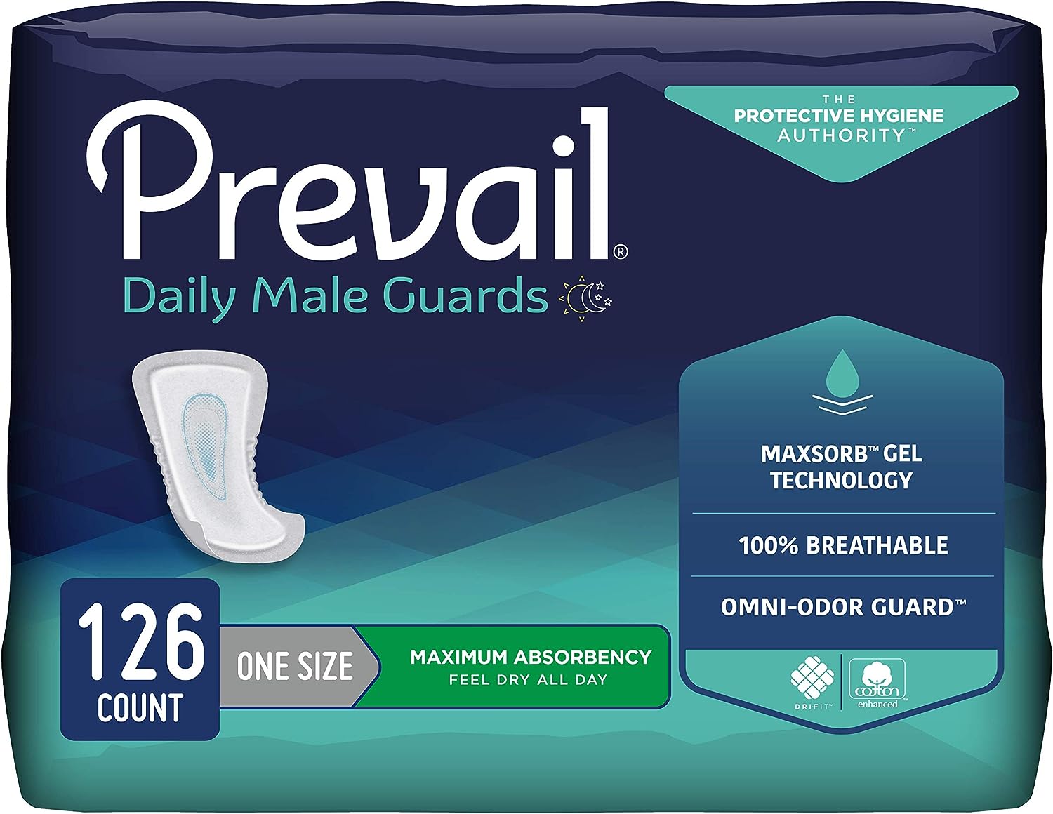 Prevail Proven Male Guards | Maximum Absorbency Incontinence Pads (PV 811) for Men | Ideal for Active Lifestyle & Overnight Protection