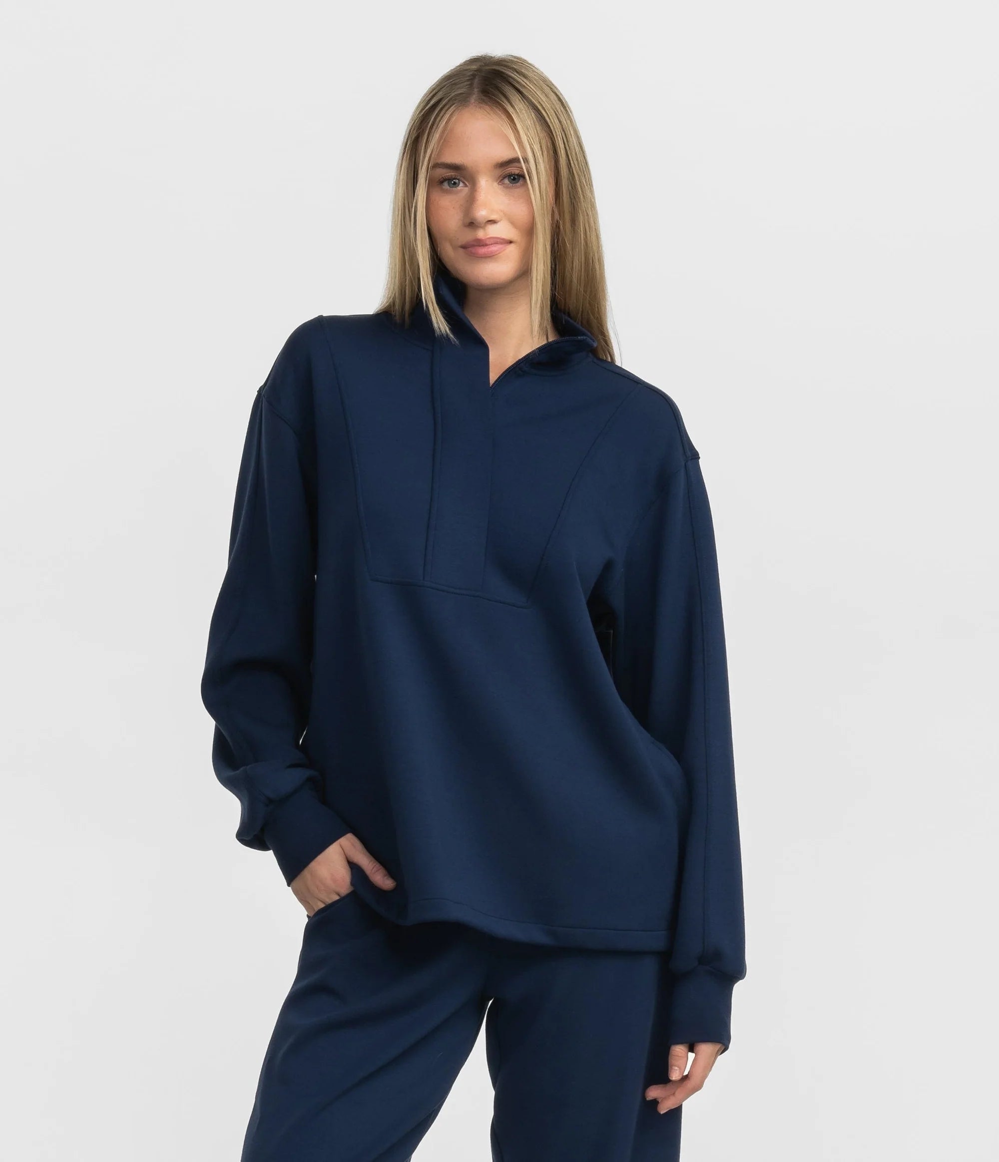 AstroKnit Performance Quarter Zip Pullover - Classic Navy Blue - Ideal for Running, Hiking & Outdoor Activities