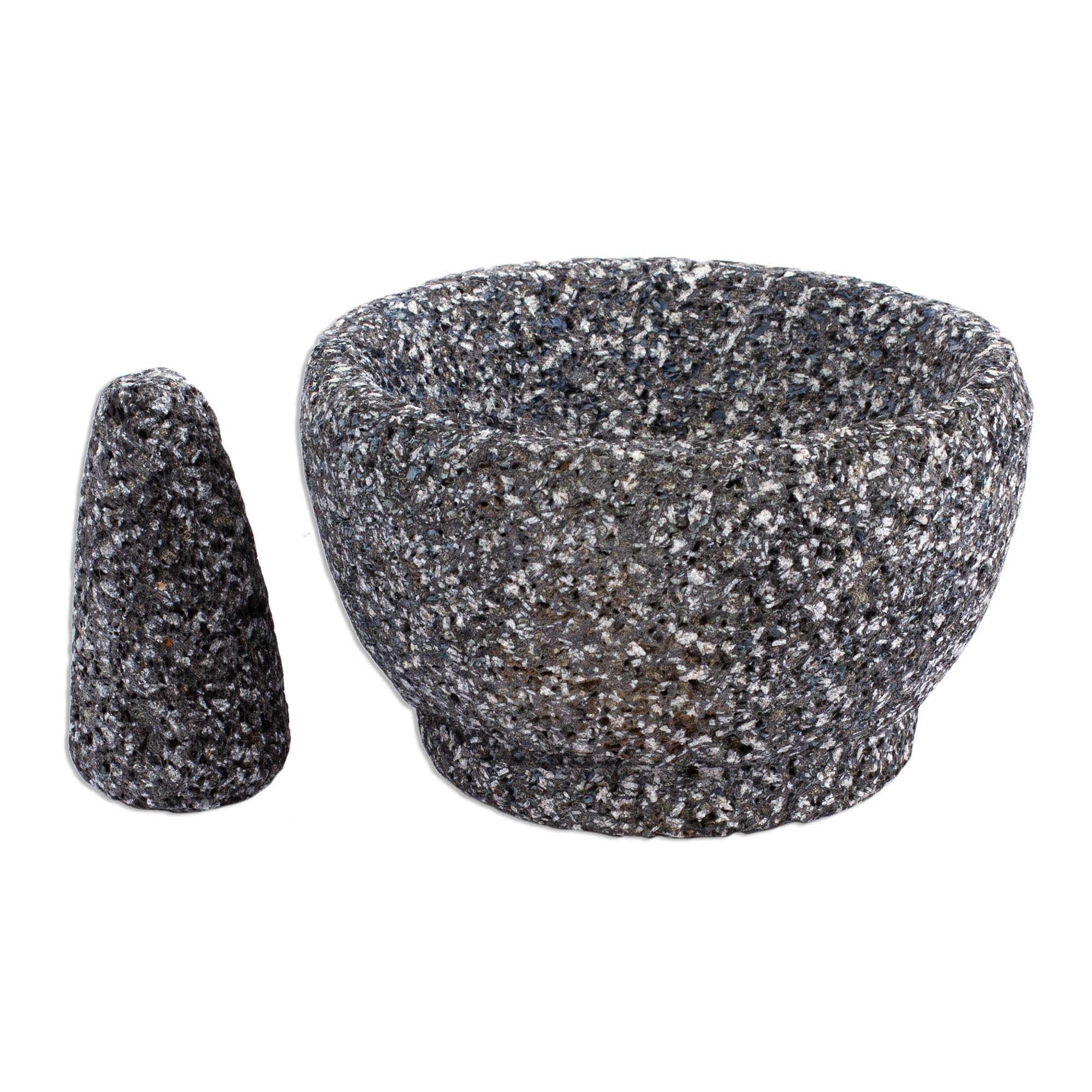 Authentic Handcrafted Mexican Basalt Molcajete & Tejolote Set - Traditional Stone Mortar and Pestle for Guacamole, Salsa, Spices - Perfect for Mexican Cooking, Kitchen Decor, and Hacienda Style Dining