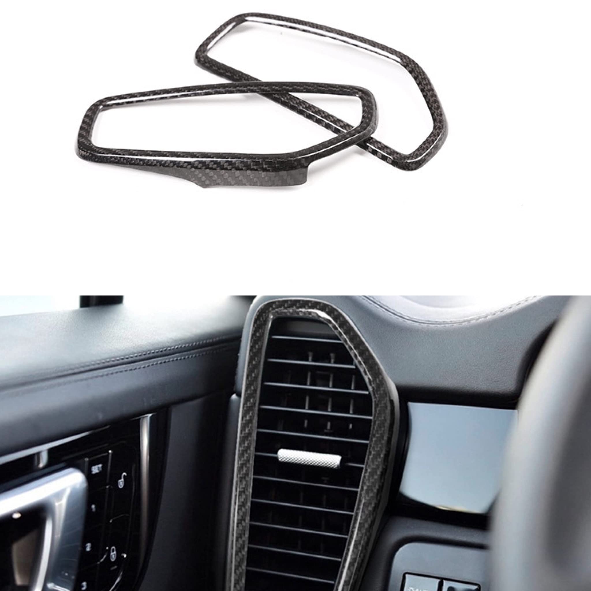 Premium Real Carbon Fiber Air Condition Vent Cover Trim for Porsche Cayenne 2018-2021 | Interior Upgrade & Luxury Car Accessories | Perfect for Daily Driving & Car Shows