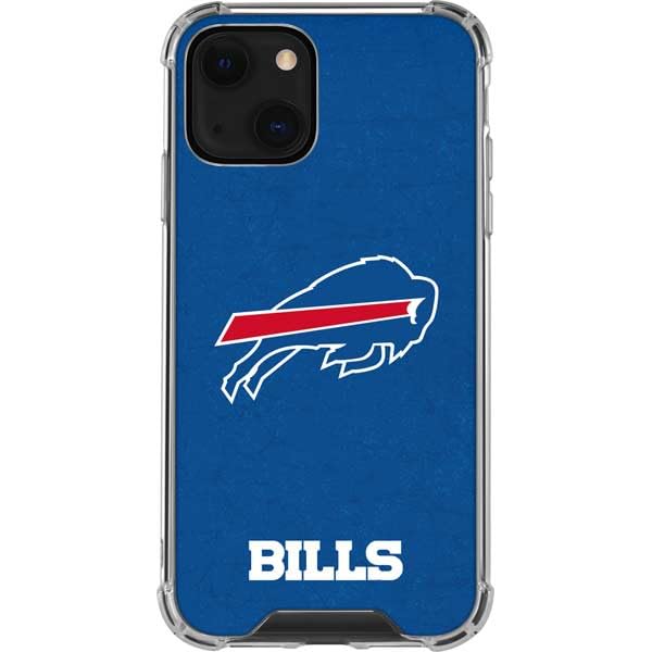 Officially Licensed NFL Buffalo Bills Distressed Design Clear Phone Case for iPhone 13 - Durable Protective Cover for Football Fans, Game Days & Everyday Use
