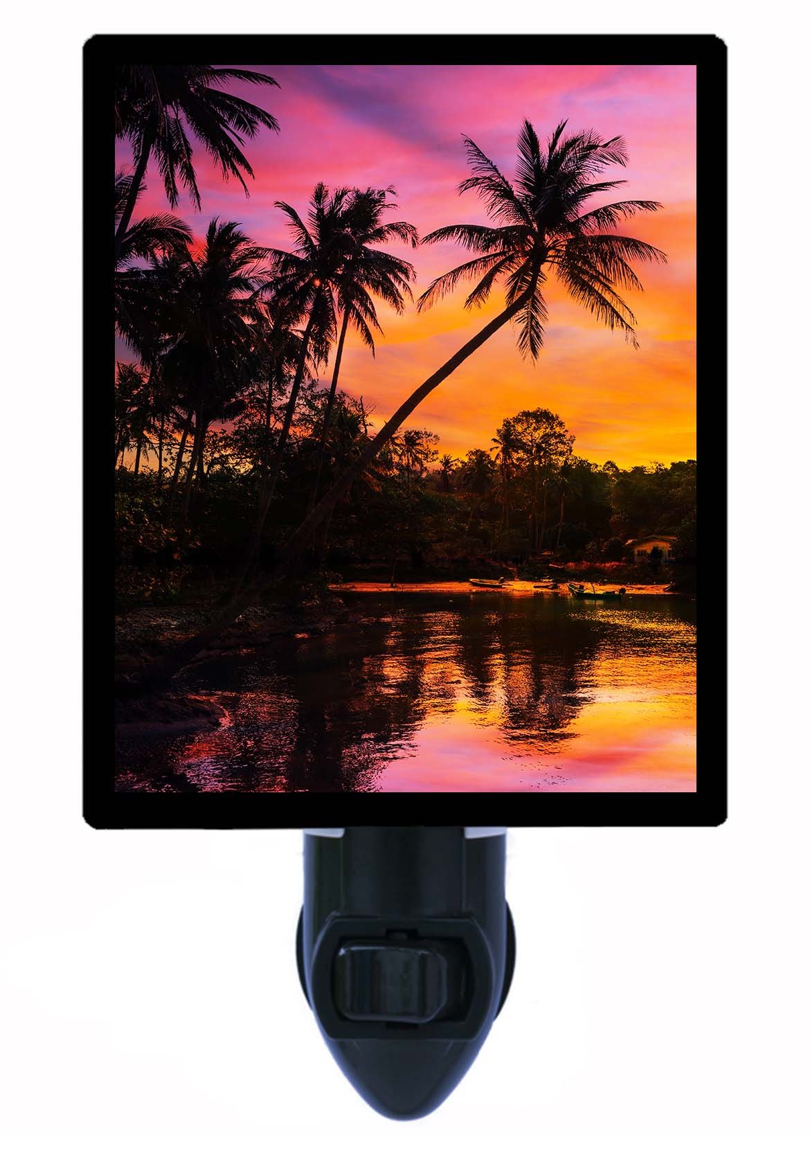 Caribbean Dream Sunset Palm Tree Tropical LED Night Light - Soothing Bedroom & Nursery Decor for Kids & Adults - Perfect for Relaxation, Sleep Aid & Coastal Themed Rooms