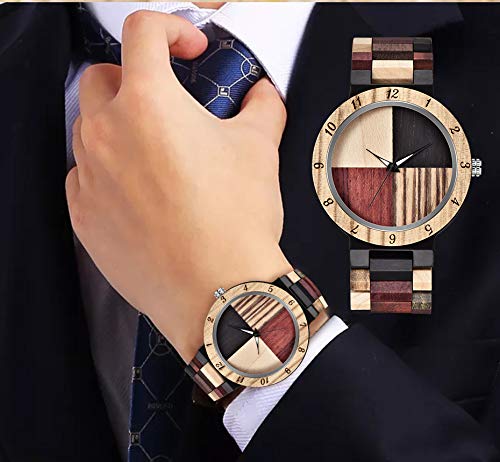 Stylish Unisex Wooden Watch for Women & Men - Handmade Zebra Wood & Bamboo Bracelet, Unique Geometric Design, Elegant Quartz Movement - Perfect for Casual Wear, Outdoor Adventures & Eco-Friendly Gifts