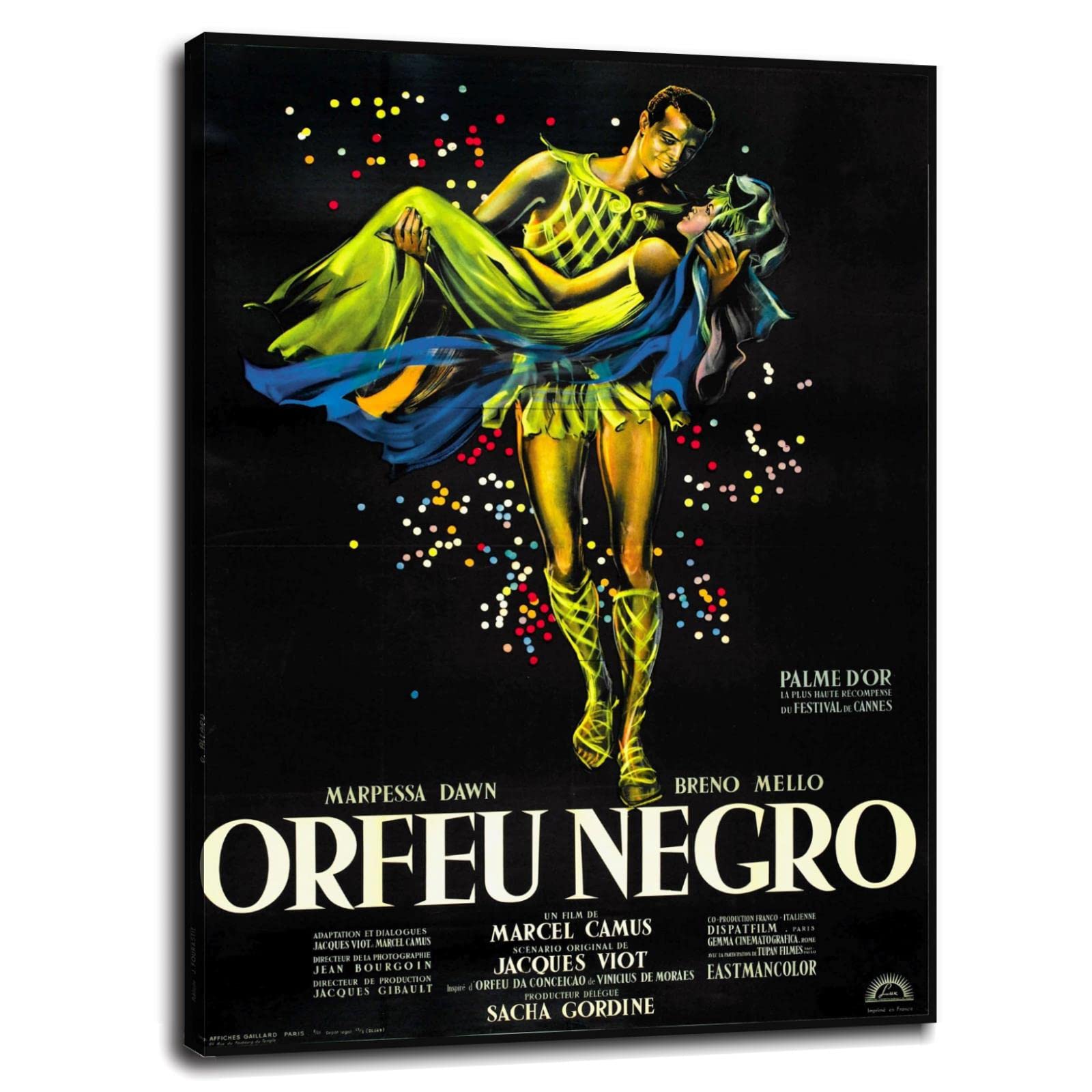 Orfeu Negro Movie Poster - Marcel Camus Canvas Print Wall Art (32x24 Inches Framed) - Perfect for Home, Office & Bedroom Decor | Vintage Film Poster for Movie Lovers & Classic Cinema Enthusiasts