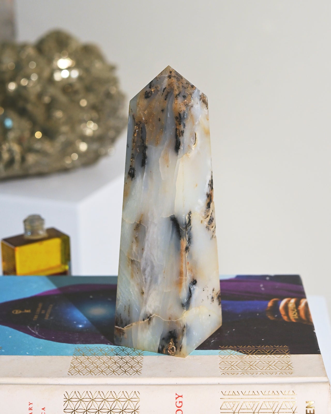 Natural Peruvian Blue Opal Crystal Tower - 6.5 Inch Healing Stone for Meditation, Reiki & Home Decor | Spiritual Energy Enhancer & Positive Vibes Generator