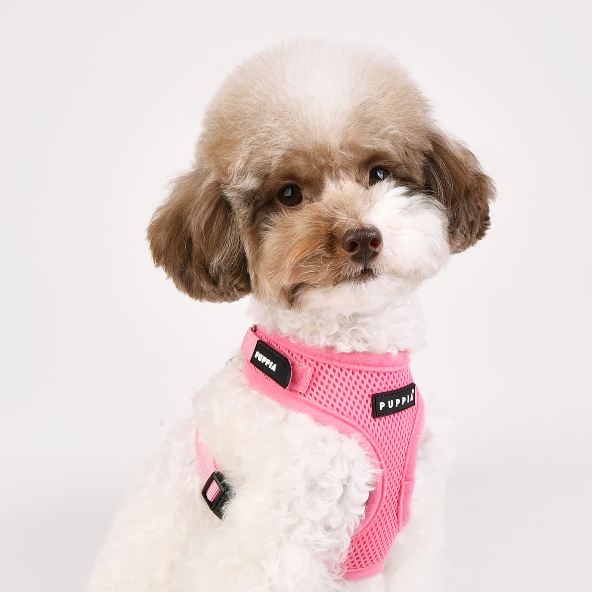 Puppia Soft Superior Dog Harness - Breathable Air Mesh, No Pull No Choke, Adjustable Neck & Chest for Small & Medium Dogs - Pink (Size L) - Perfect for Walking, Training & All-Season Comfort
