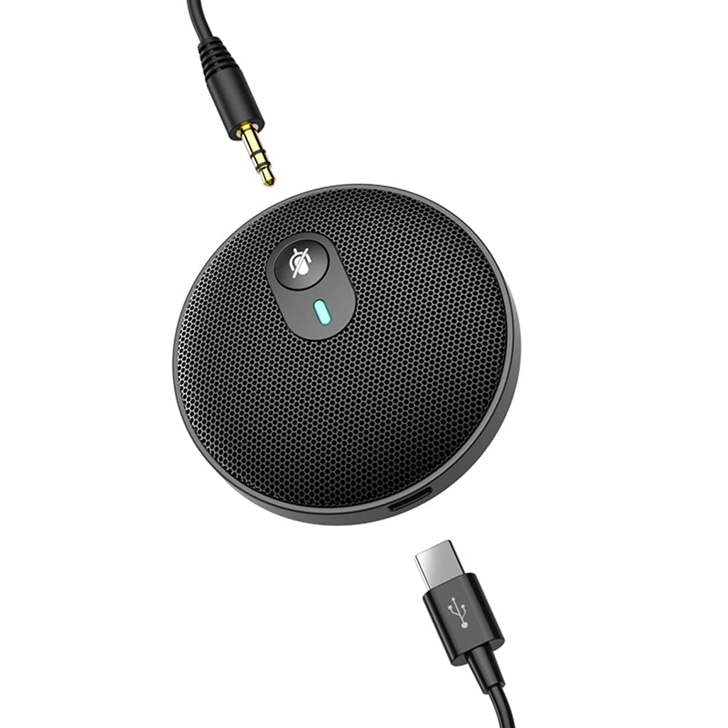 Omni-Directional USB Condenser Microphone with 3.5mm AUX & Type-C Cable for Video Conferencing, Online Learning, Podcasting & Streaming - Crystal Clear Sound Pickup