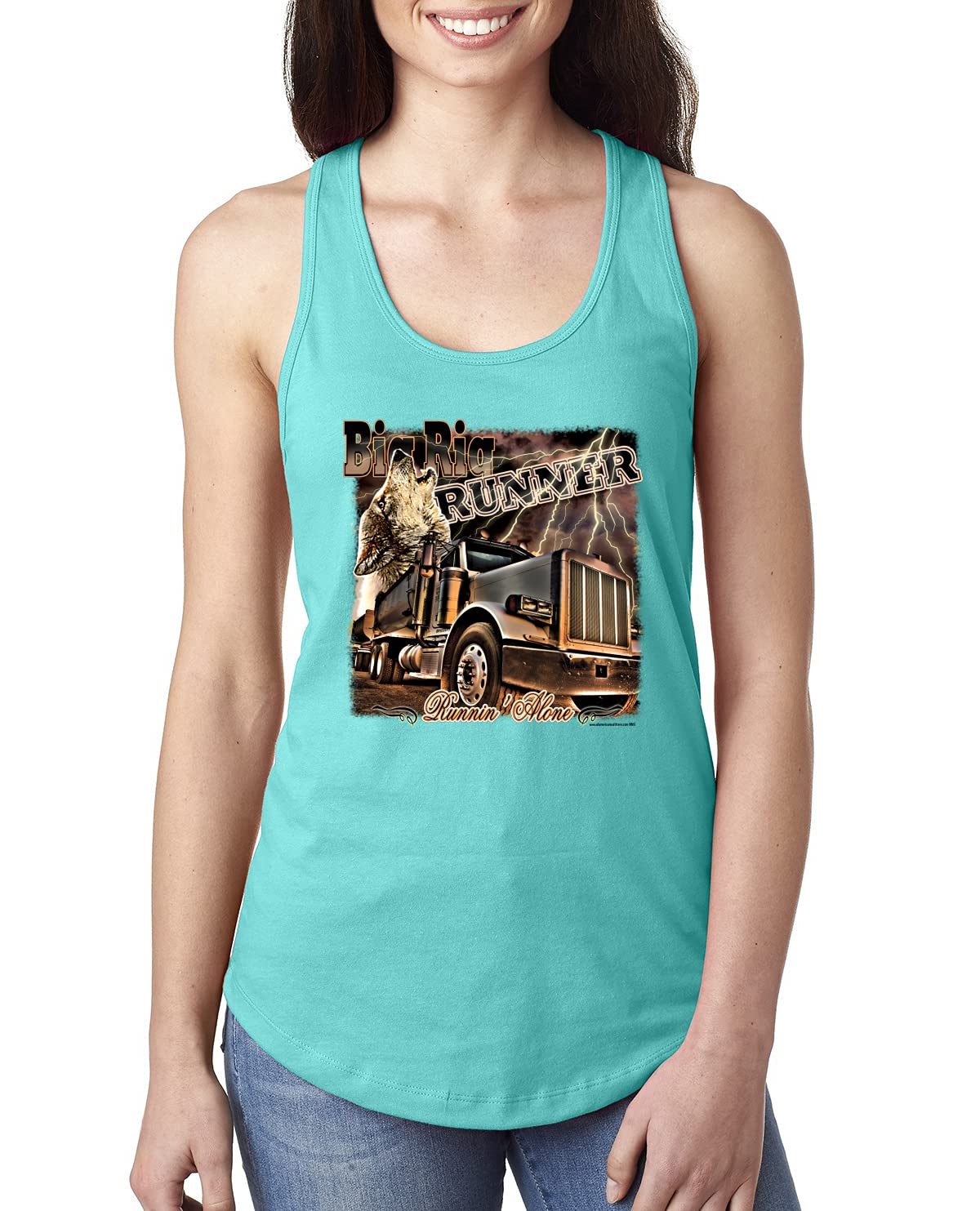 Big Rig Runner Trailer Truck Runnin Alone Cars & Trucks Women's Racerback Tank Top - Perfect for Truck Enthusiasts, Road Trips & Casual Wear