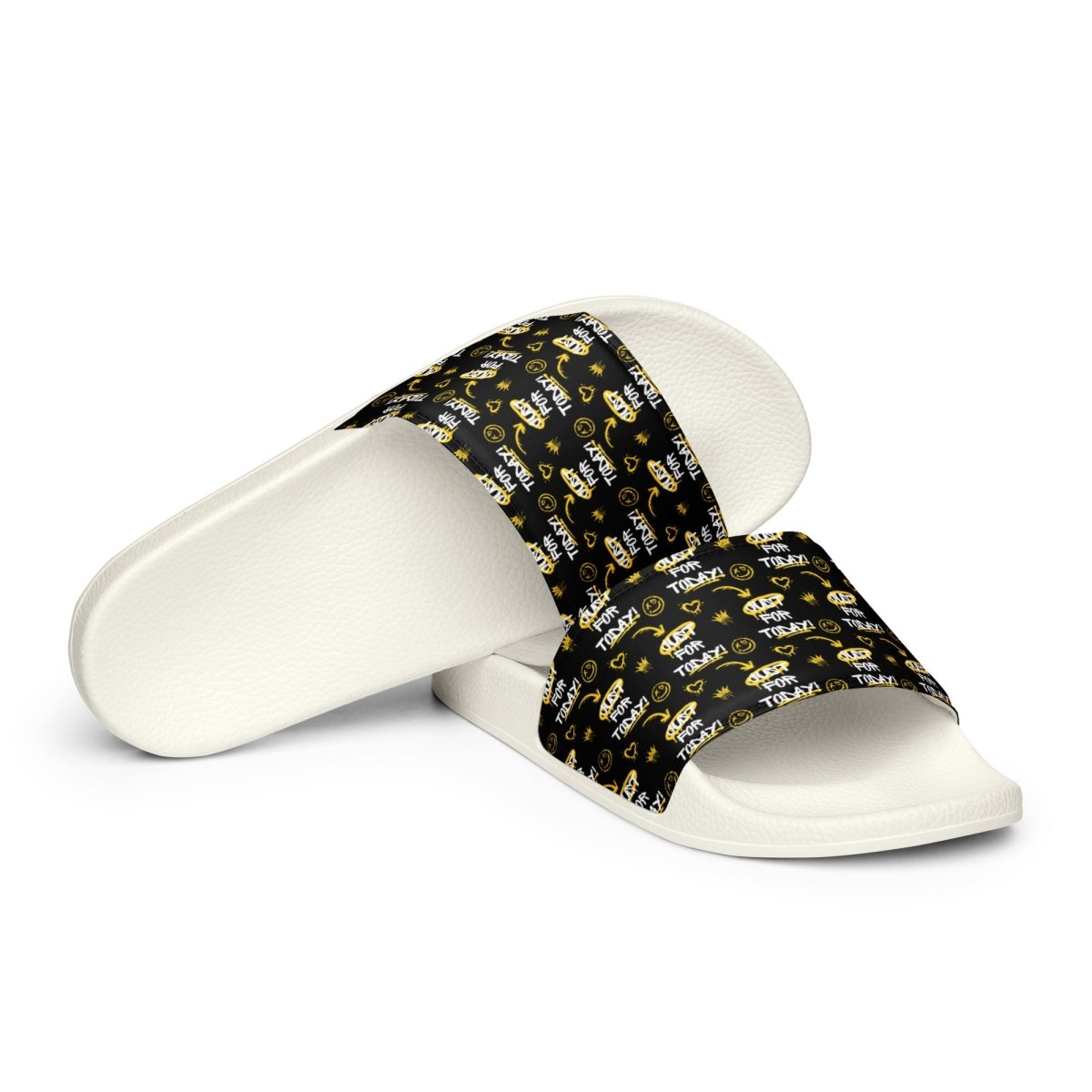 Just for Today Men's Graffiti Slides - Bold & Comfortable Street Style Sandals for Casual Wear, Beach, Pool, and Outdoor Activities
