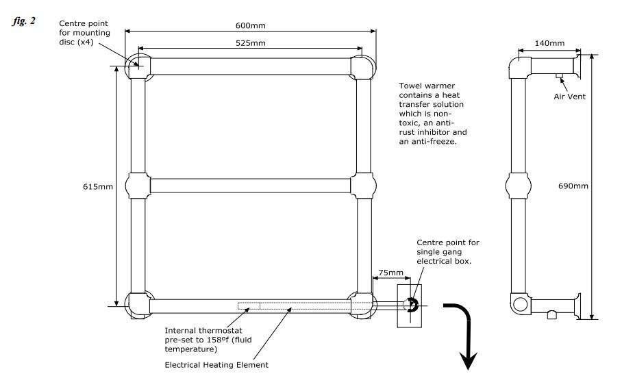 Tuzio Stour Hardwired or Plug-In Bathroom Towel Warmer - 23.5