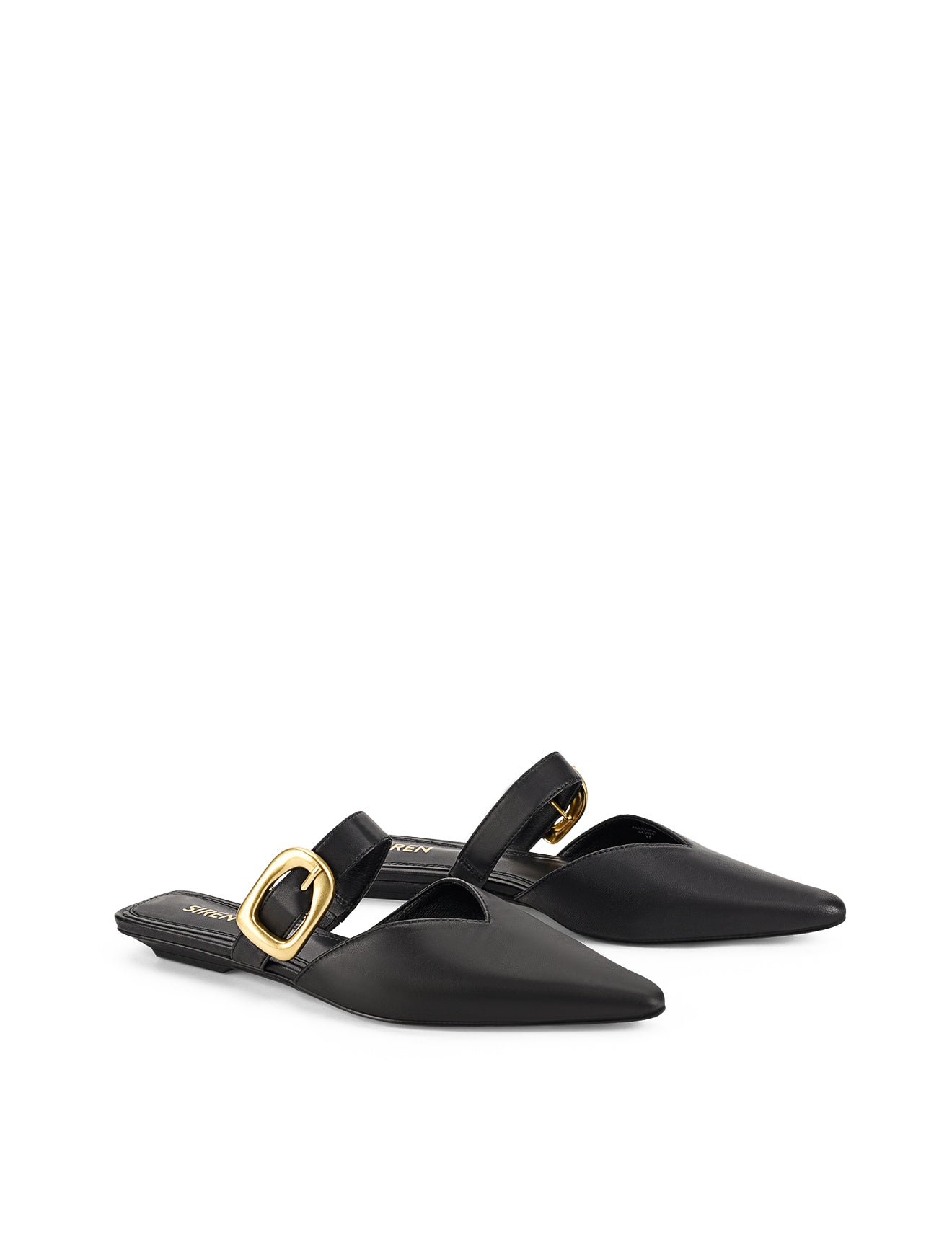 Allegra Black Leather Close-Toe Buckle Slide Sandals for Women - Comfortable & Stylish for Casual Outings, Office, and Summer Wear
