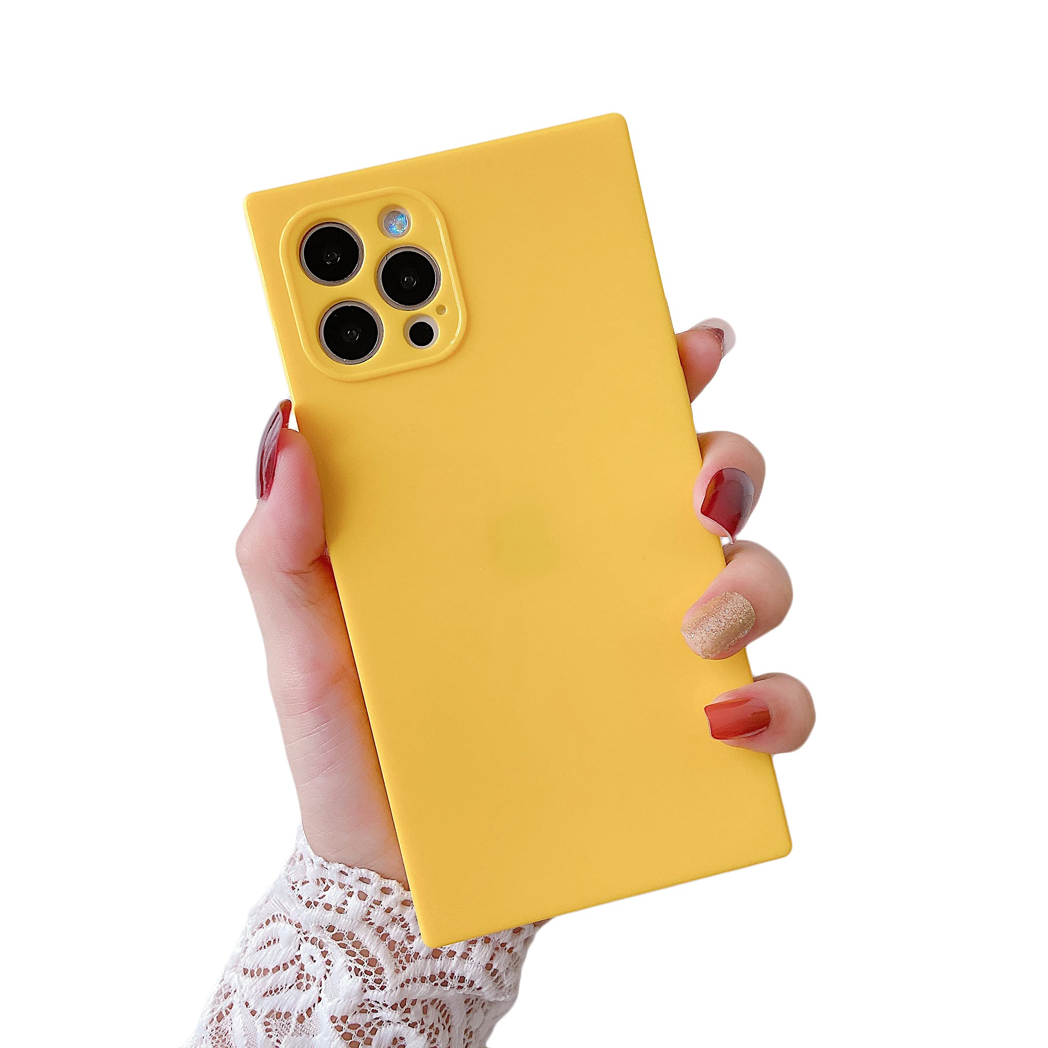 Cocomii Square iPhone 13 Case - Slim Lightweight Soft TPU Silicone Cover - Glossy Vibrant Solid Color - Minimalist Luxury Aesthetic - Compatible with Apple iPhone 13 (Yellow) - Perfect for Everyday Protection & Style